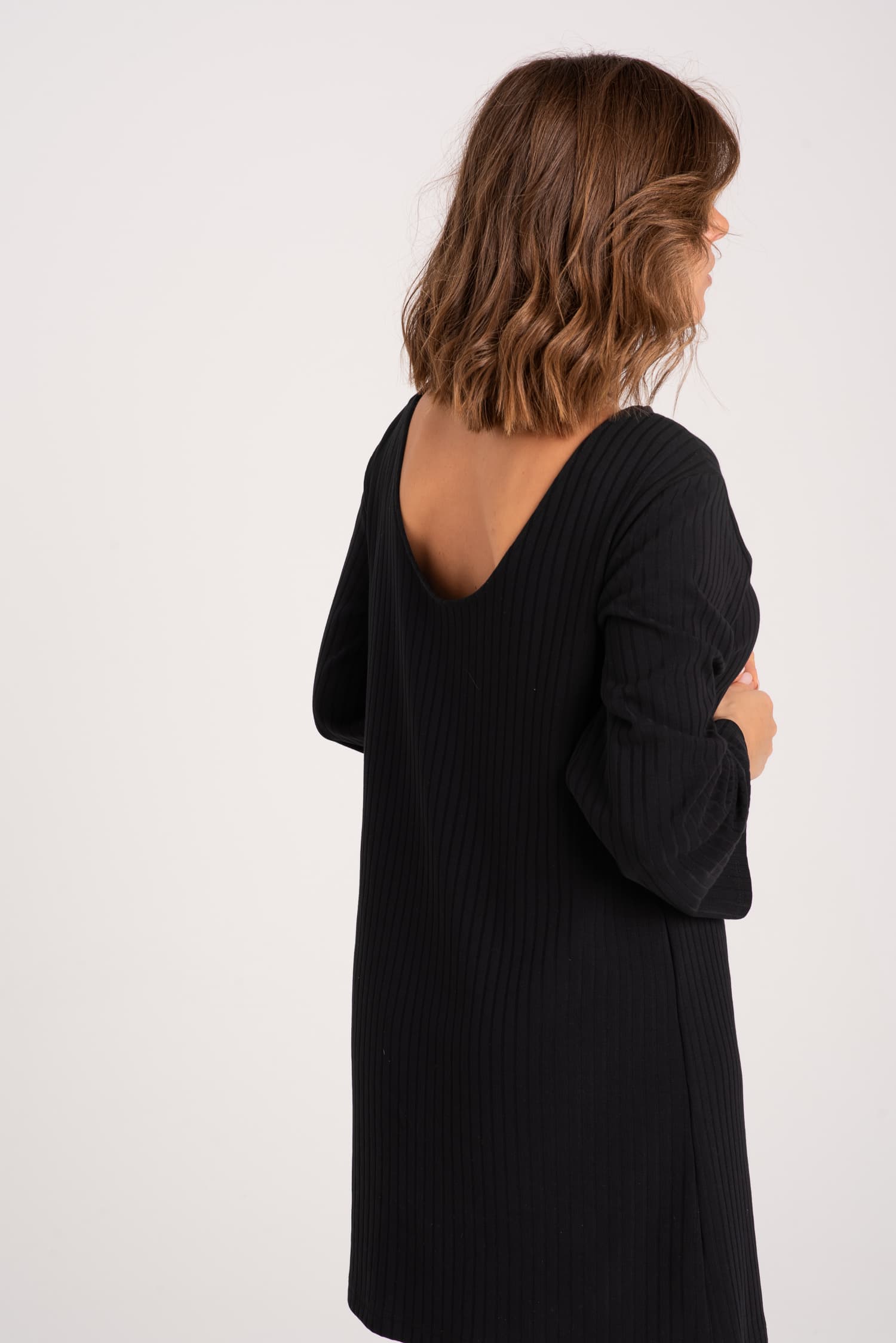 Black Ribbed Knit Dress Ella — photo 3
