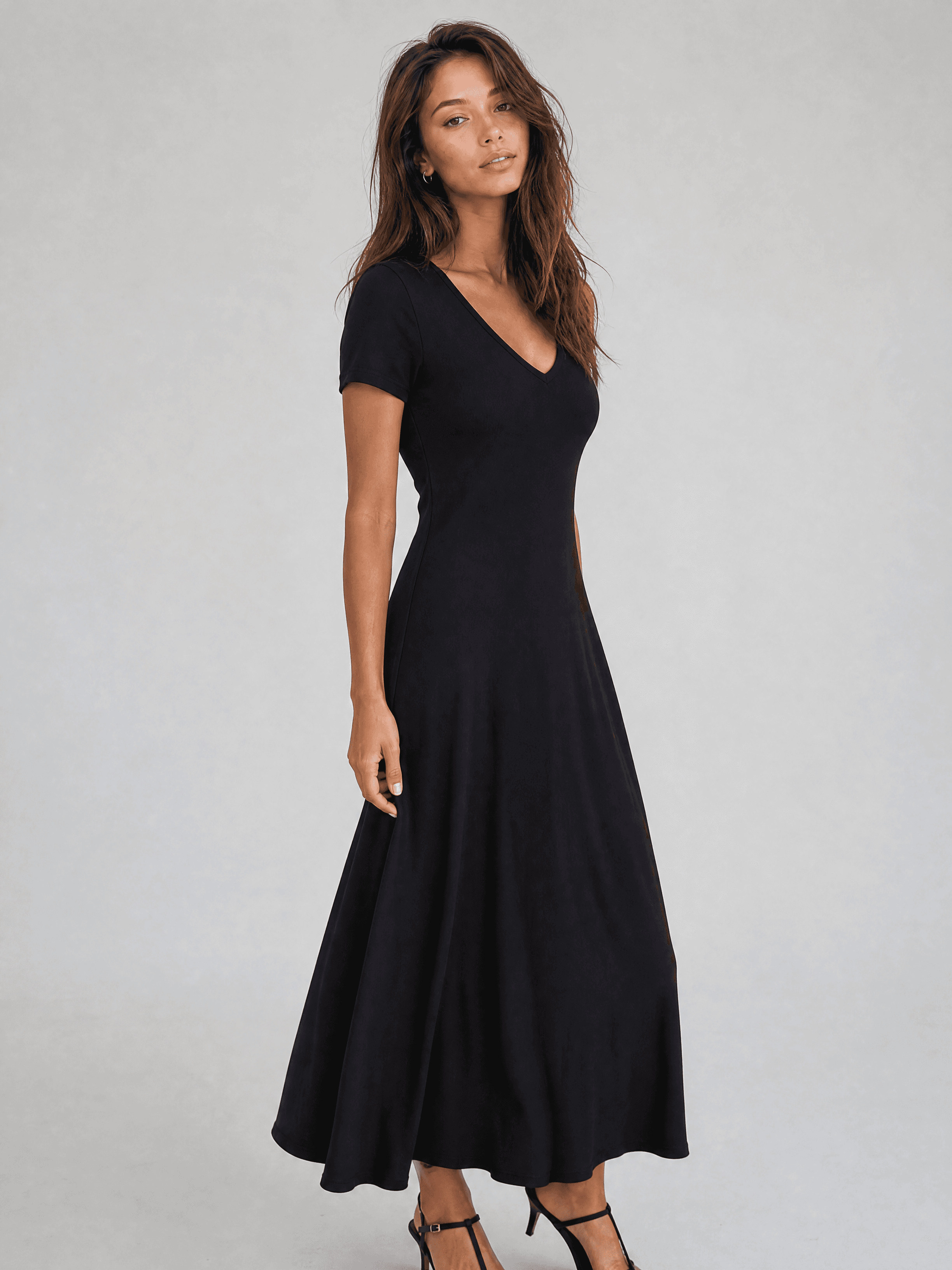 Vestido negro con mangas cortas Antonia — foto 5