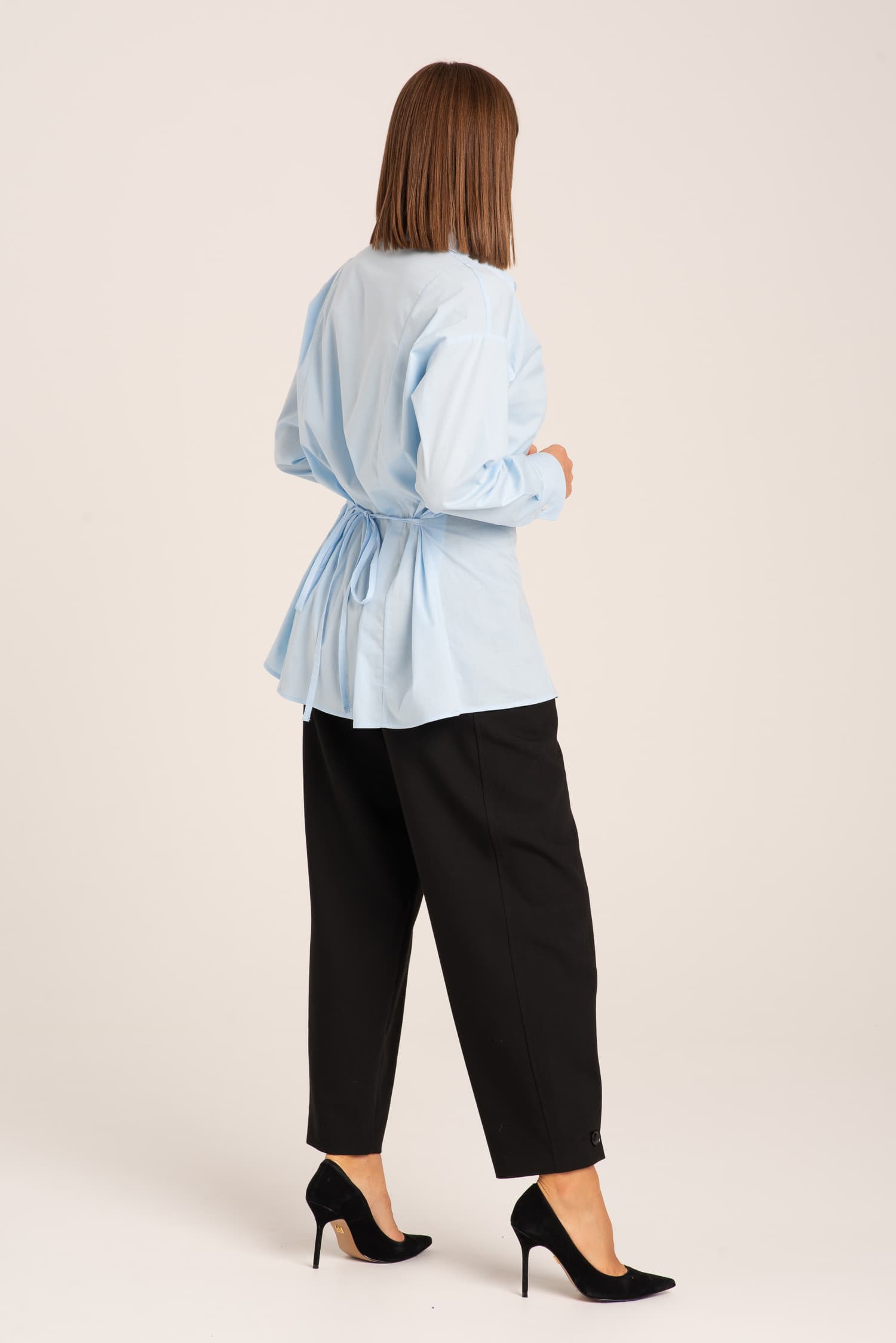 Blue Cotton Tie-Detail Shirt Charlotte — photo 4