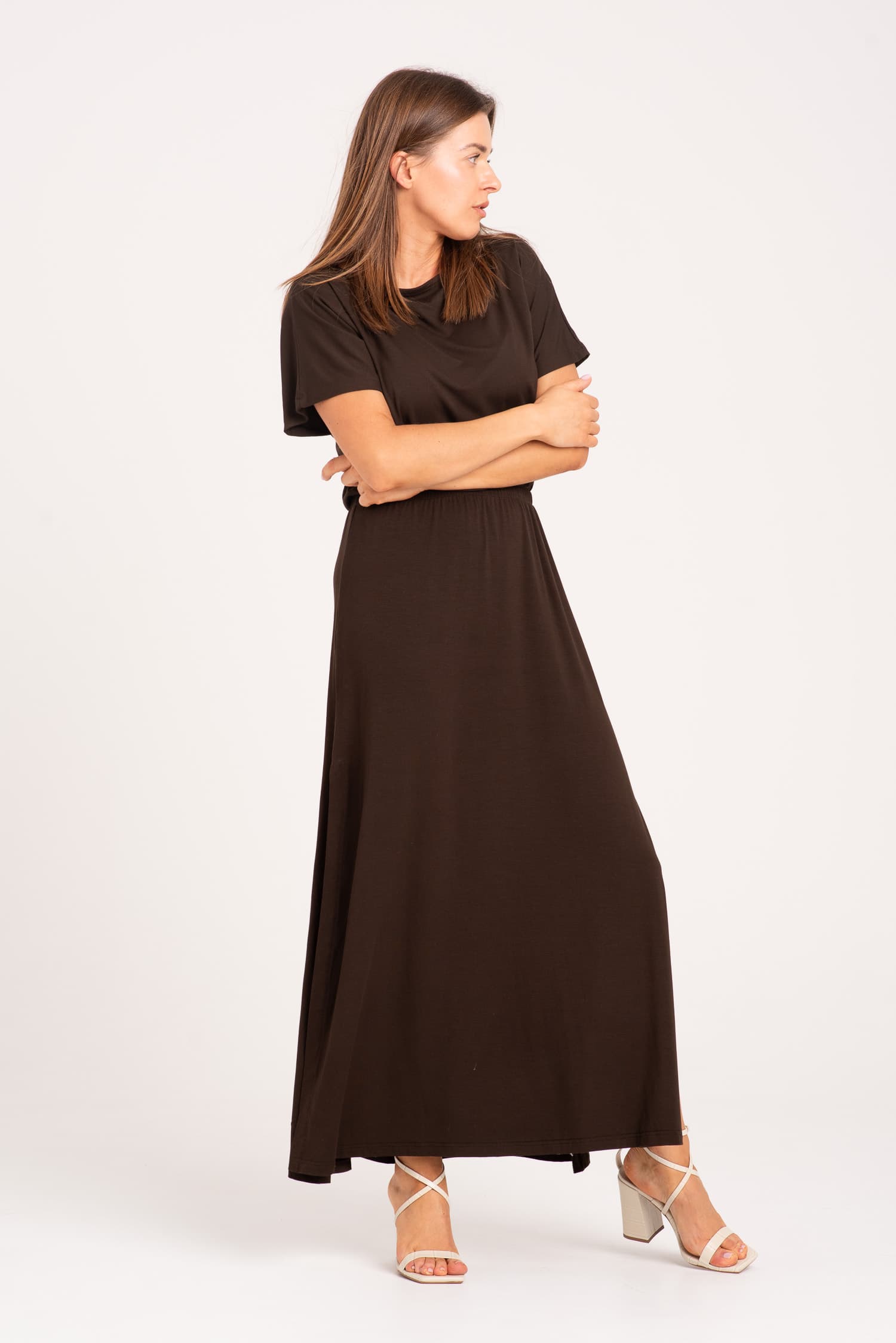 Brown Modal Maxi Dress Collet — photo 5