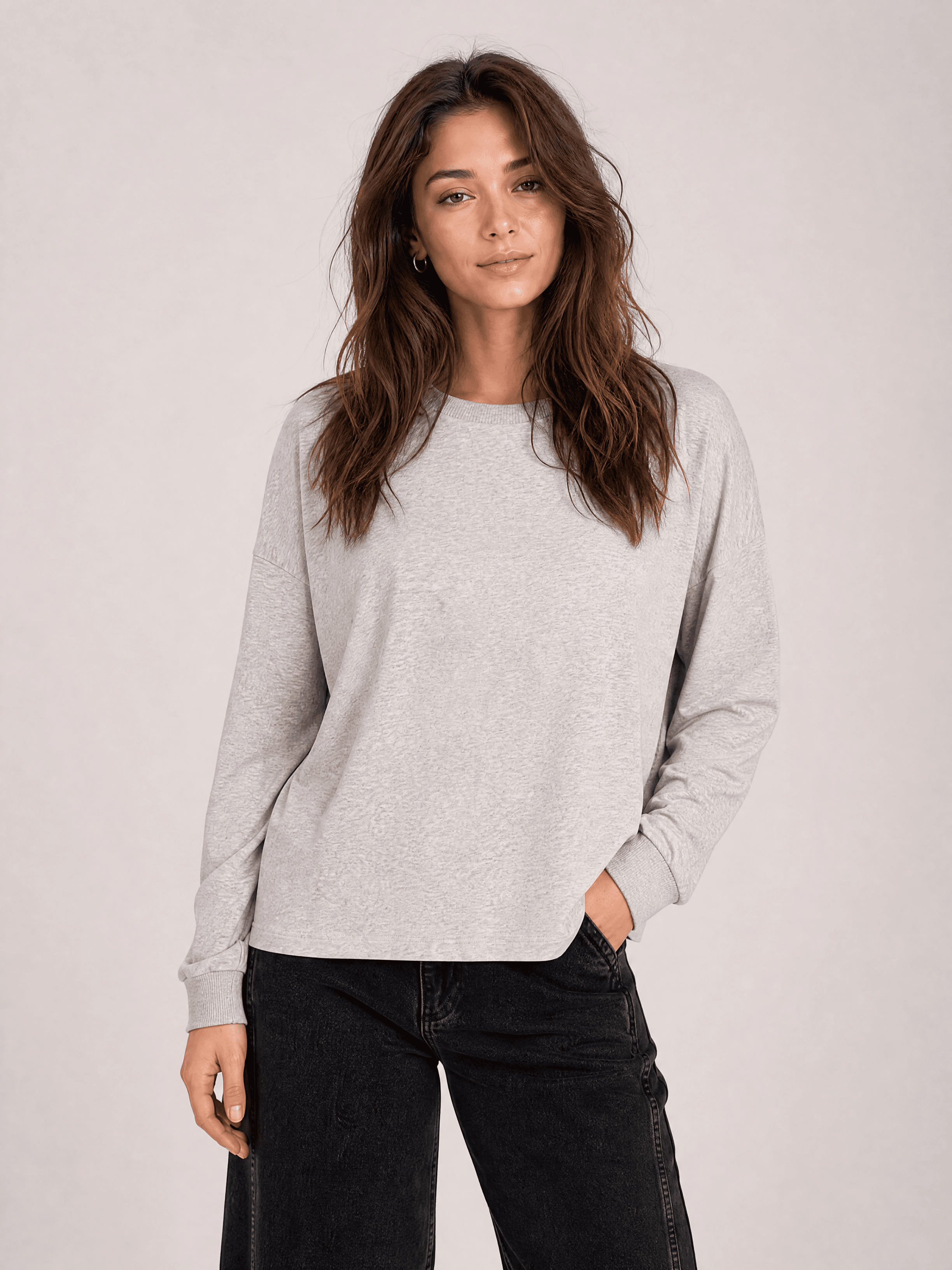 HANNAH Grey Cotton Longsleeve — photo 6