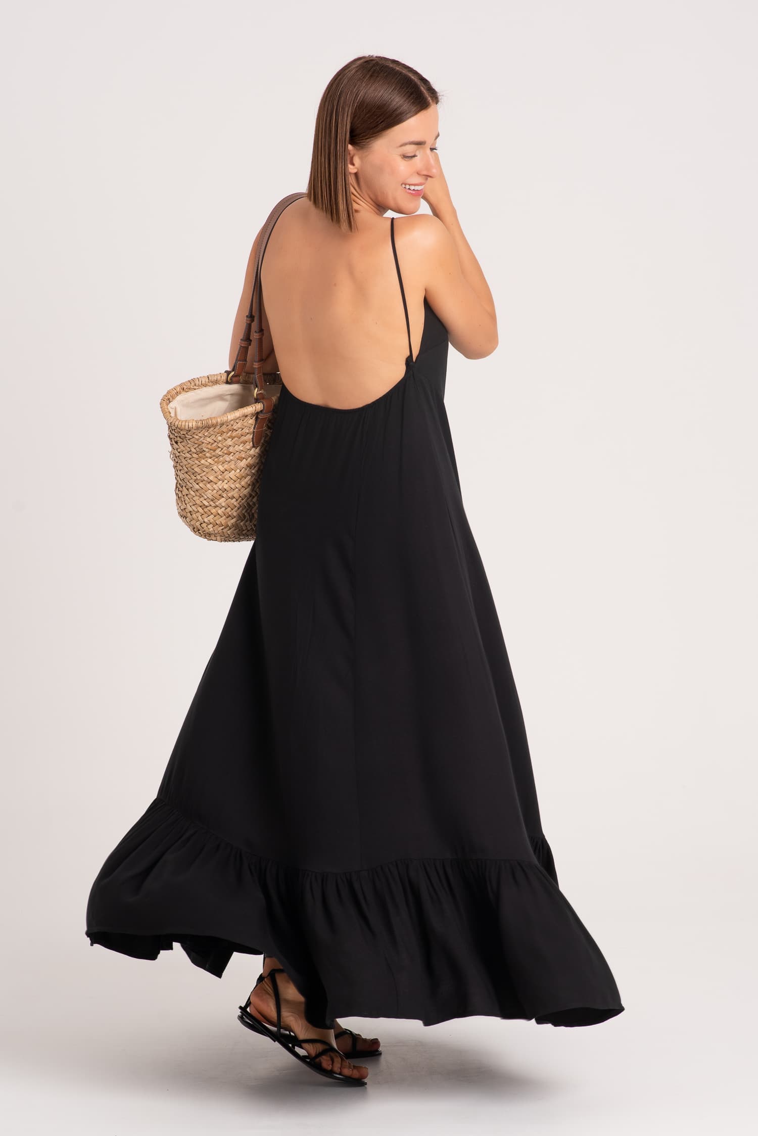 Black Summer Maxi Dress with Open Back ZOE — photo 5