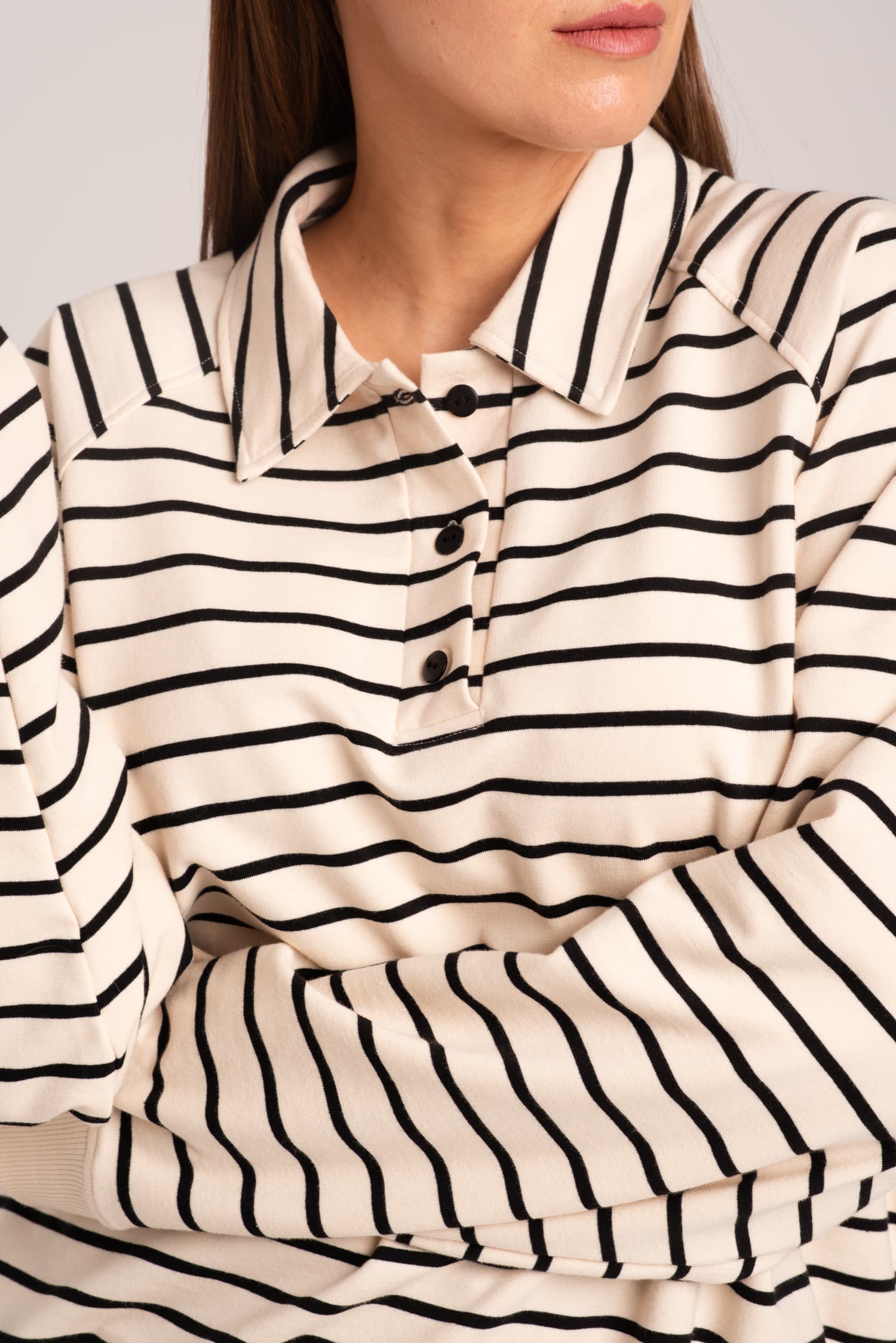 Brie Striped Collared Sweatshirt — photo 4