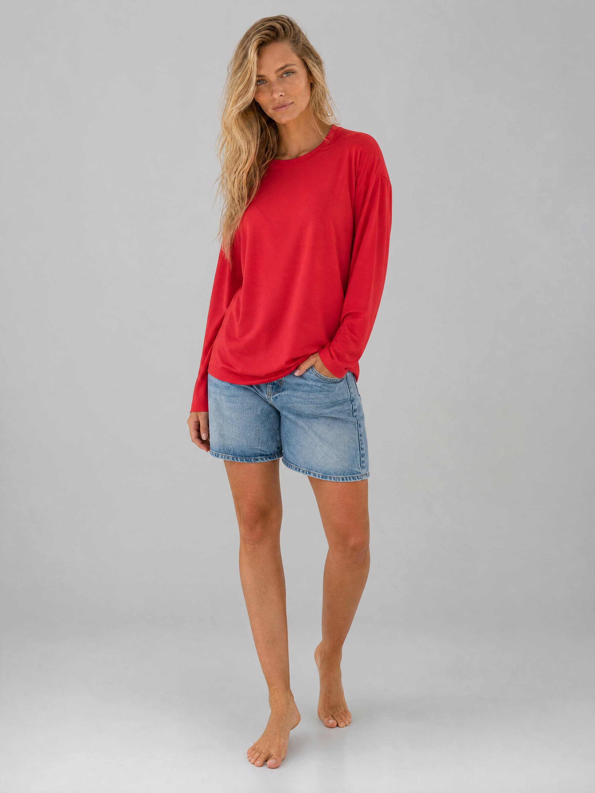 Rotes Bambus-Longsleeve Nina — Foto 3
