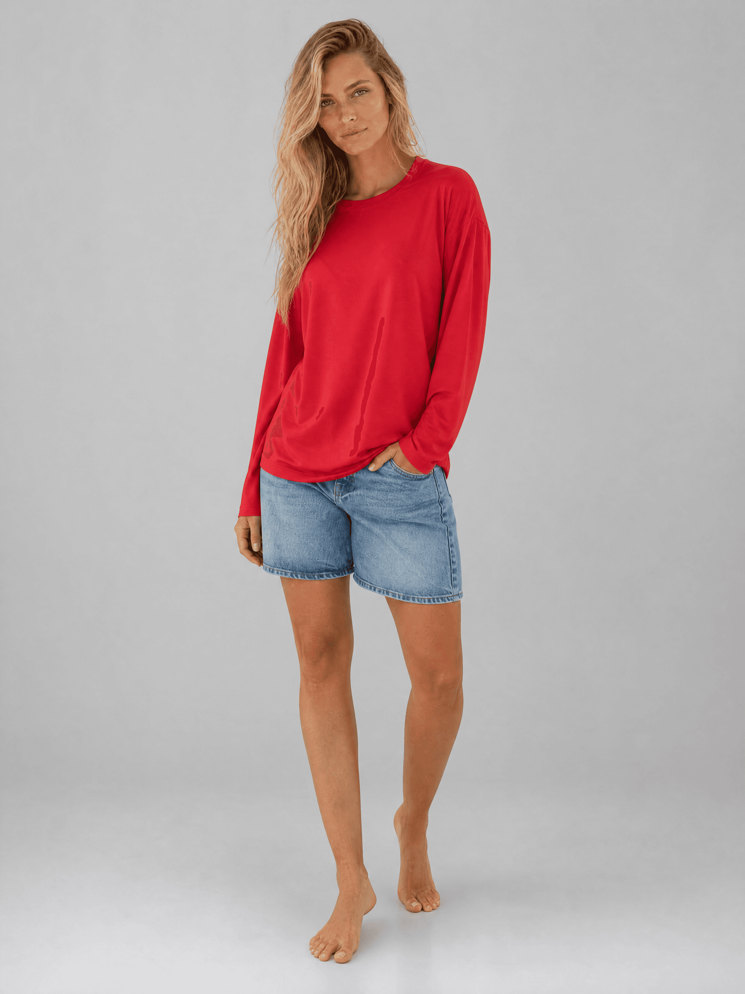 Czerwony longsleeve bambusowy Nina — zdjęcie 3