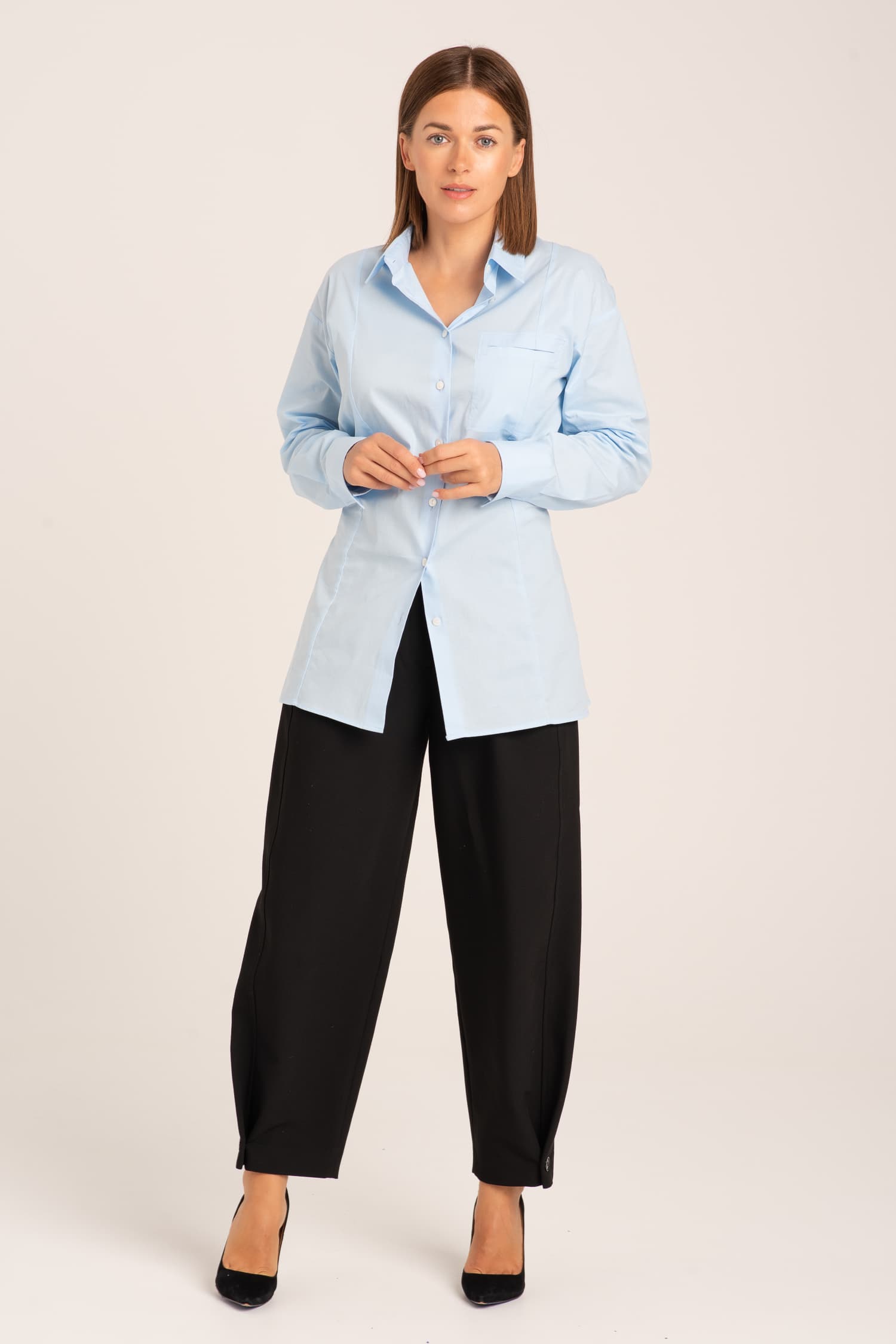 Blue Cotton Tie-Detail Shirt Charlotte — photo 3