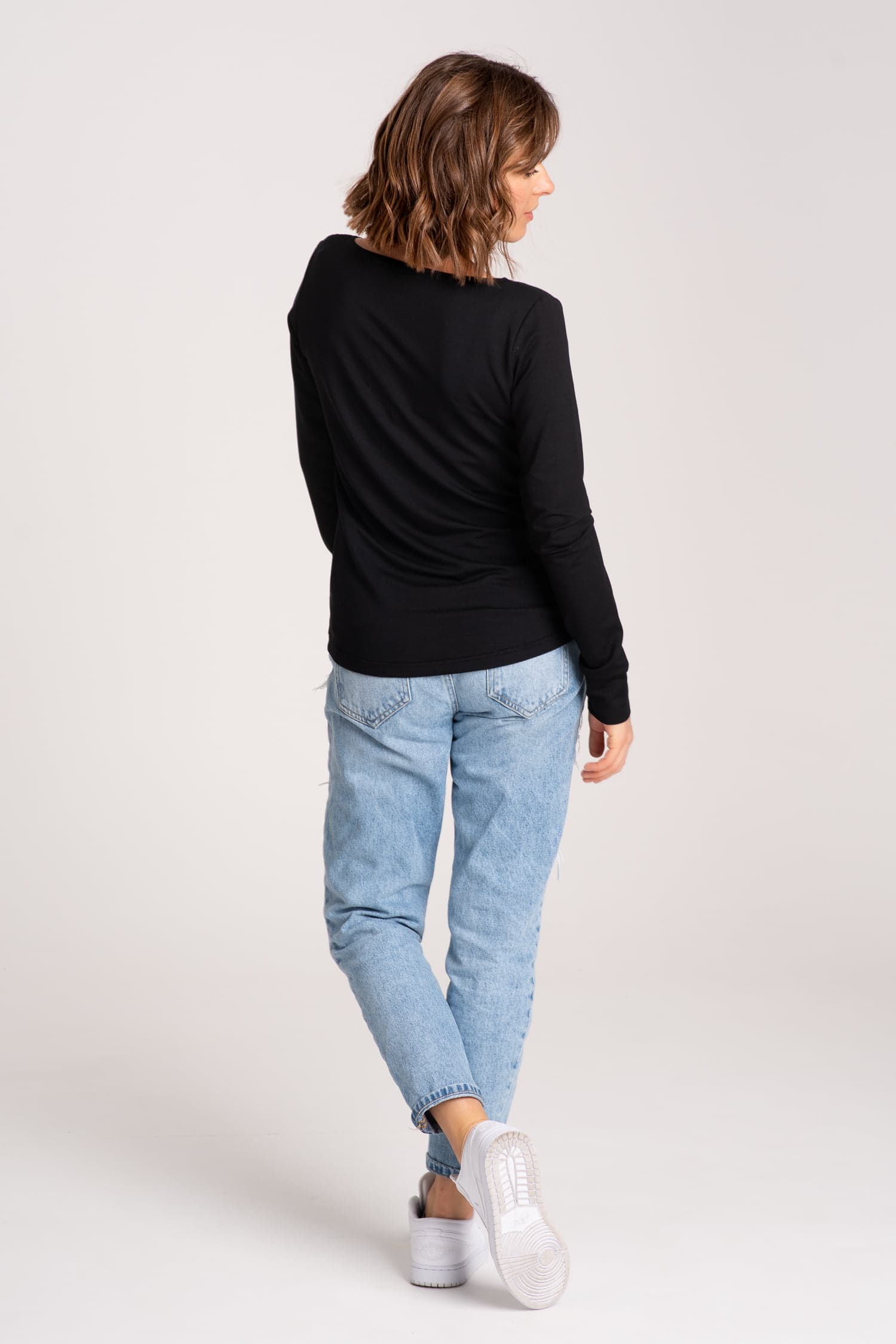 BASIC Long Sleeve Top with Pocket - Black — photo 4