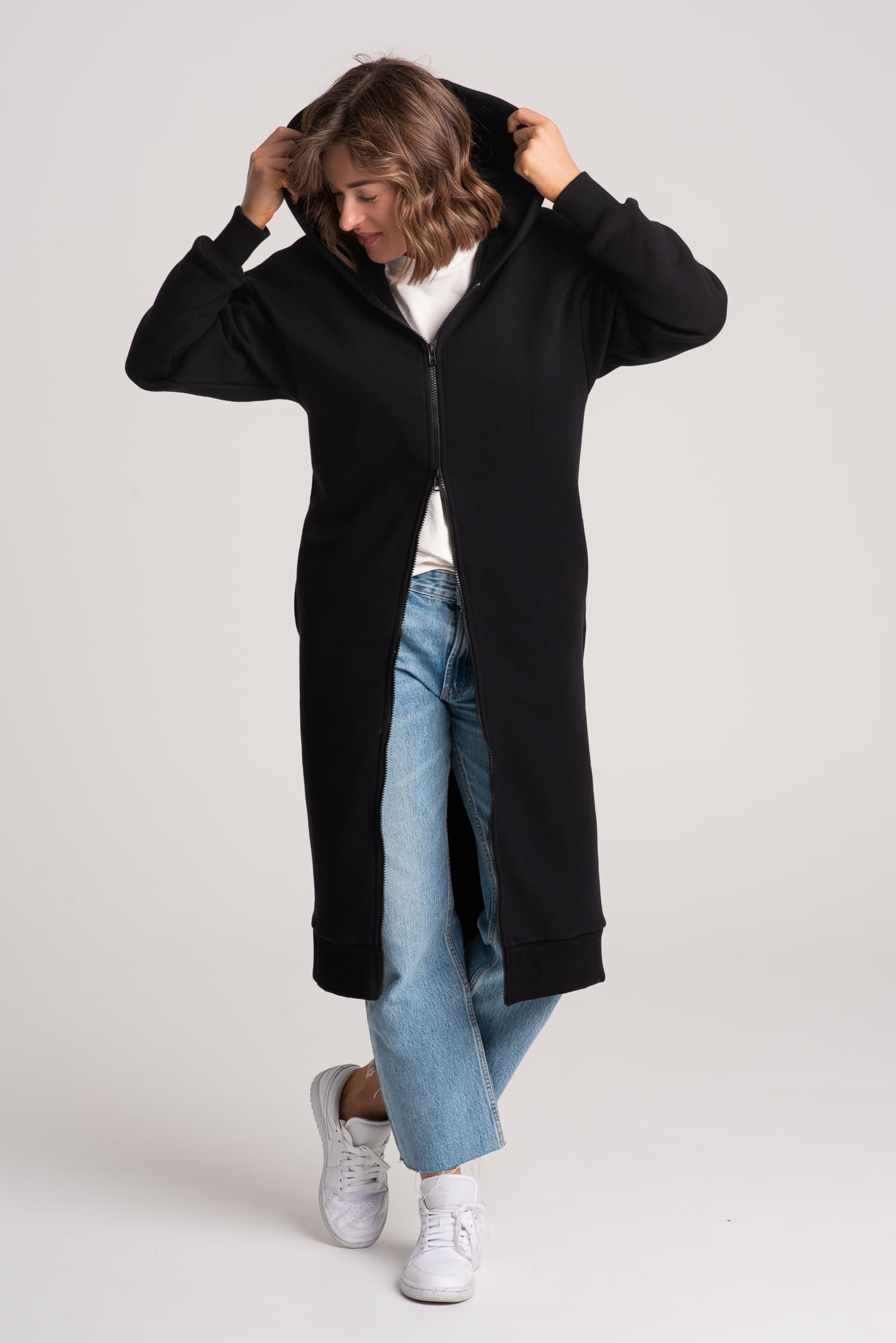 Black Zip-Up Hoodie LONG STORY — photo 2