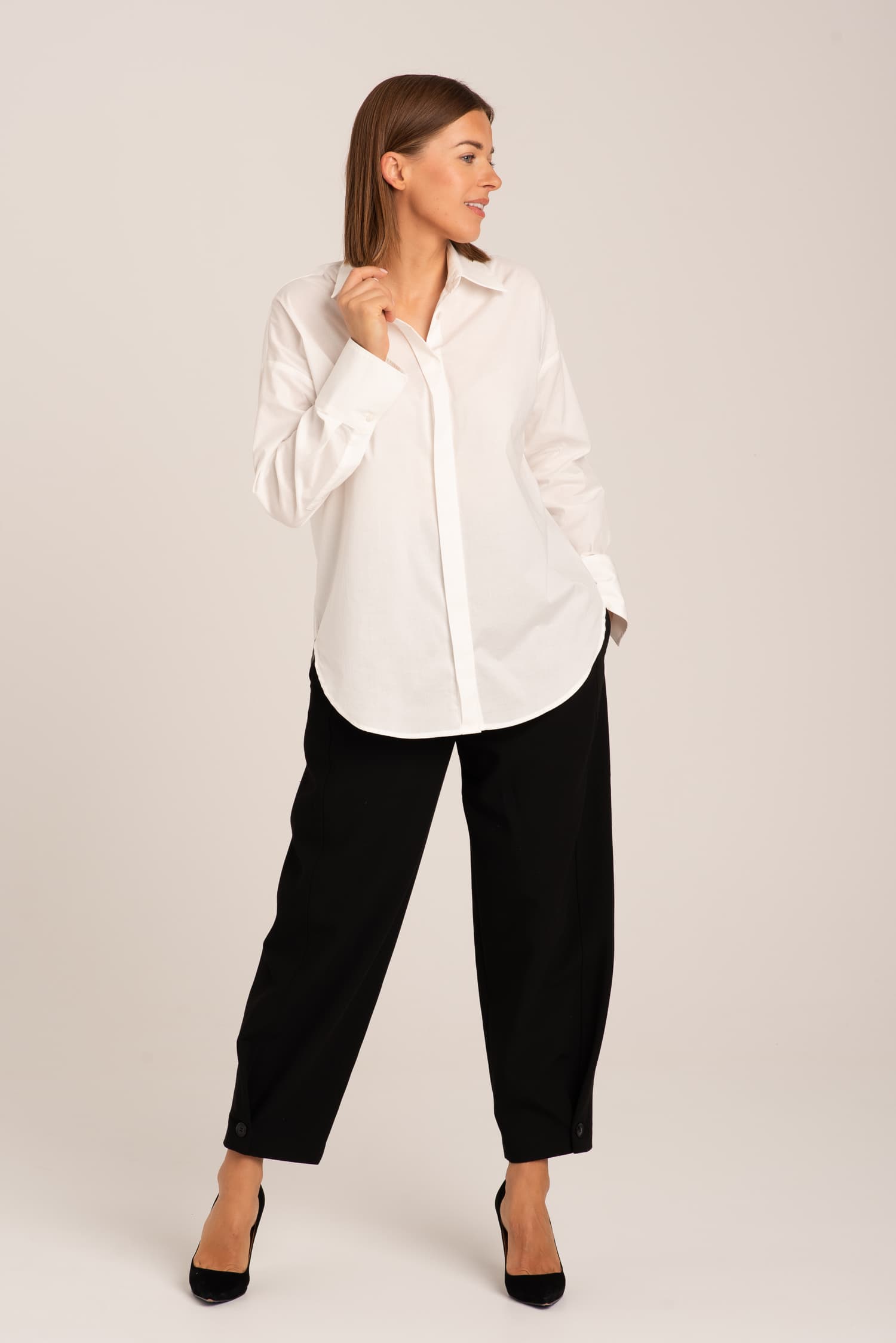 White Cotton Oversize Shirt Laure — photo 5