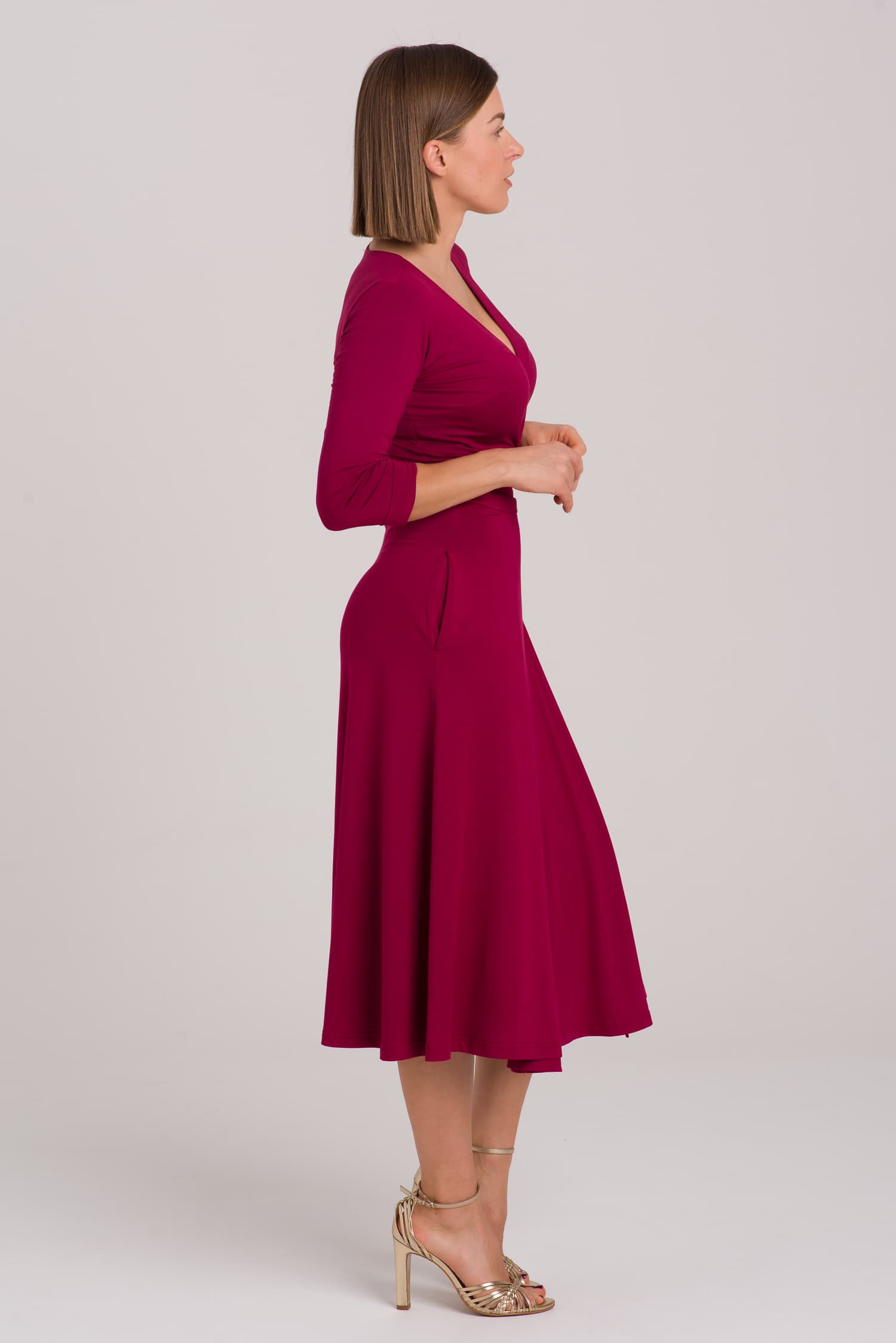 Burgundy Modal Wrap Dress Red — photo 4