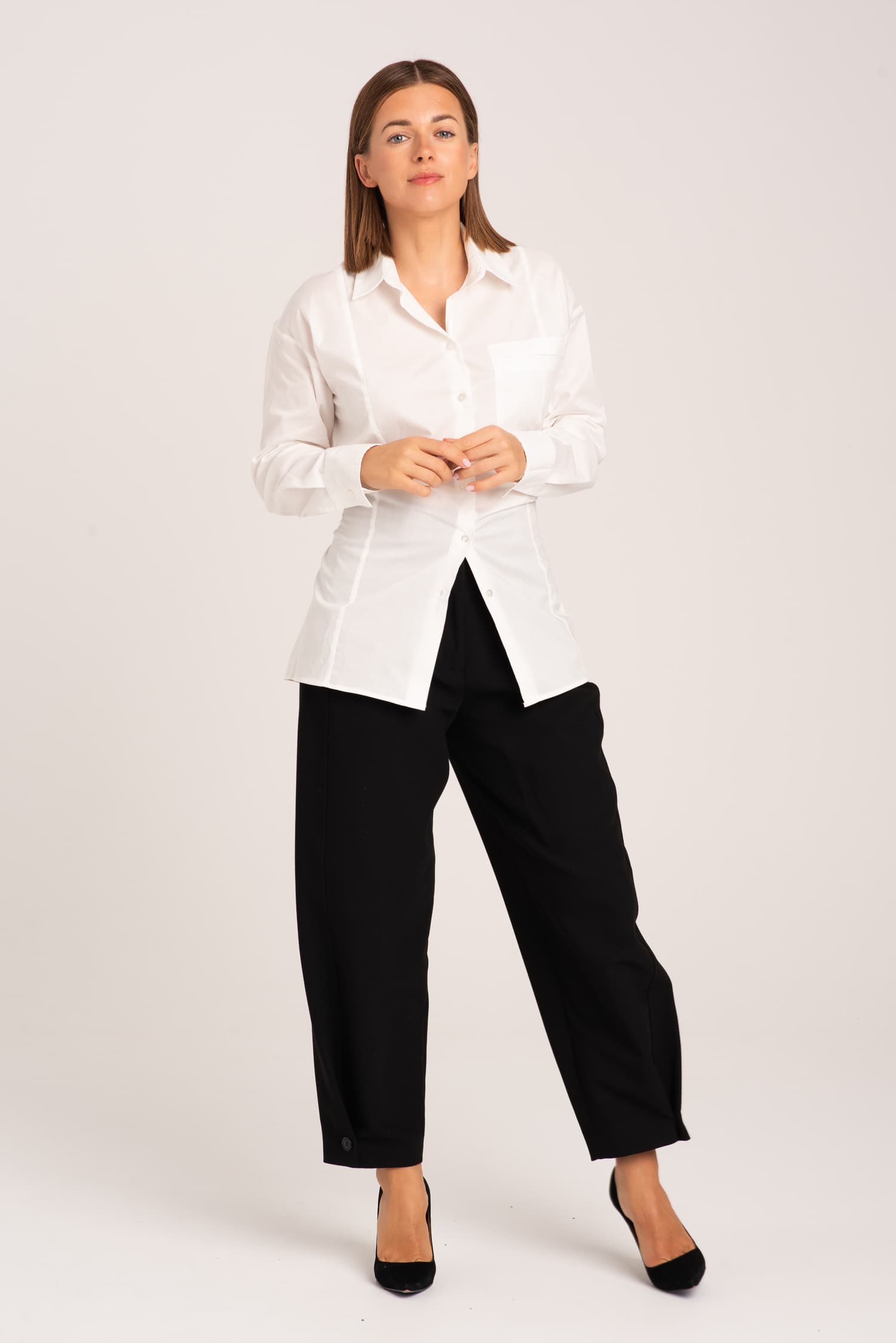 Biała koszula bawełniana z wiązaniem Charlotte — zdjęcie 5