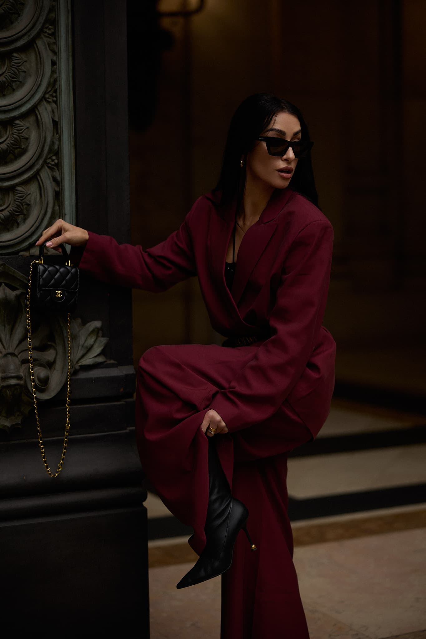 Burgundy Wide-Leg Trousers Victoria — photo 13