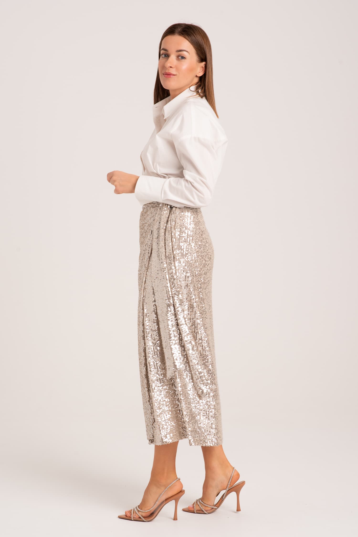 Długa kopertowa spódnica cekinowa Muriel — zdjęcie 4