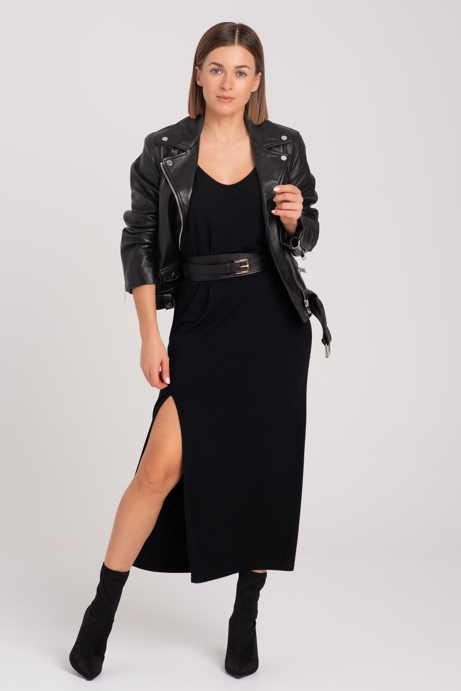 Czarny szeroki pasek skórzany ROZWIĄZŁY — zdjęcie 4