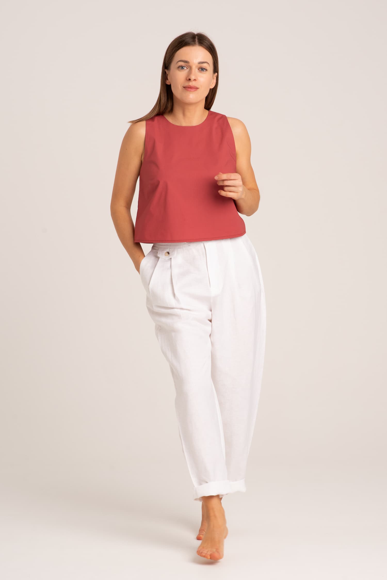 Ceglasty top bez rękawów VERONA - widok 2