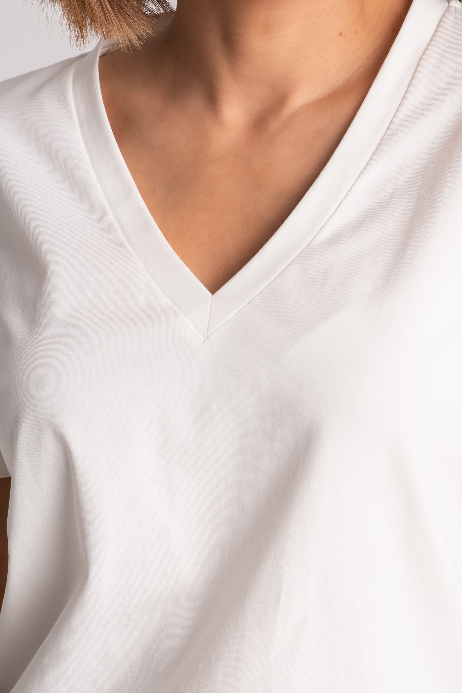 T-shirt BASIC V Biały - zdjęcie 3