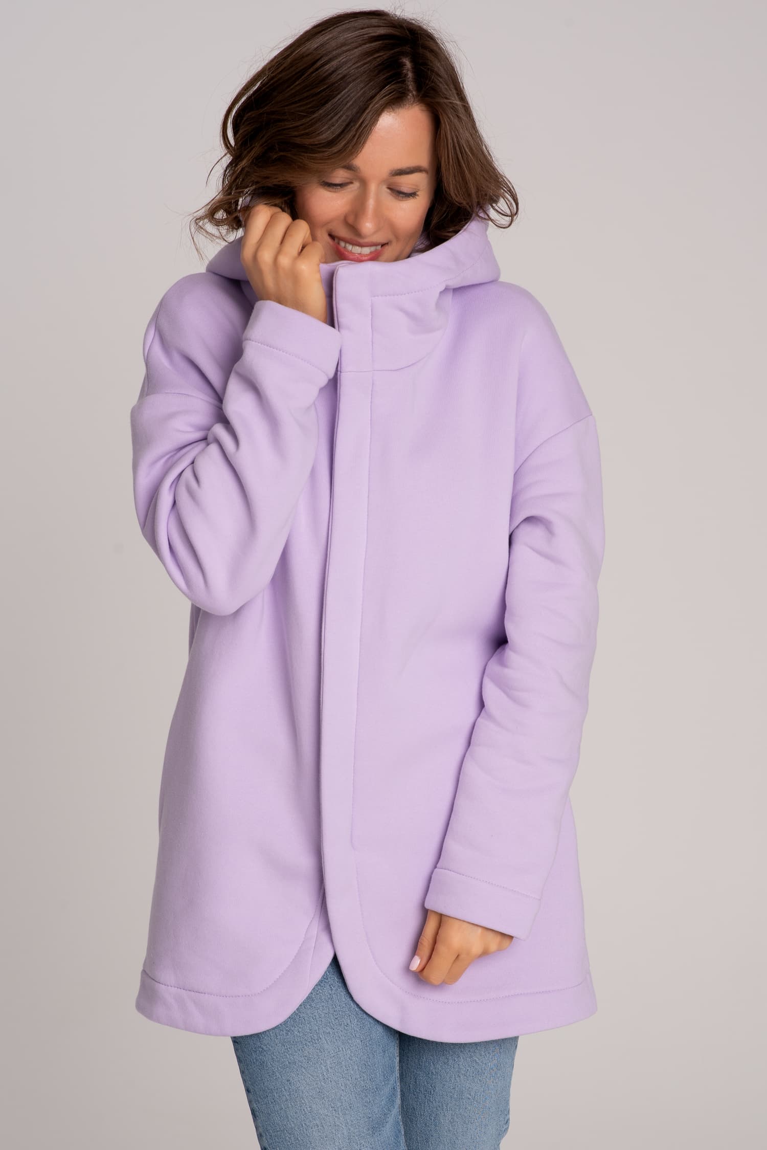 Fioletowa zasuwana bluza damska NA OKRĄGŁO - zdjęcie 3