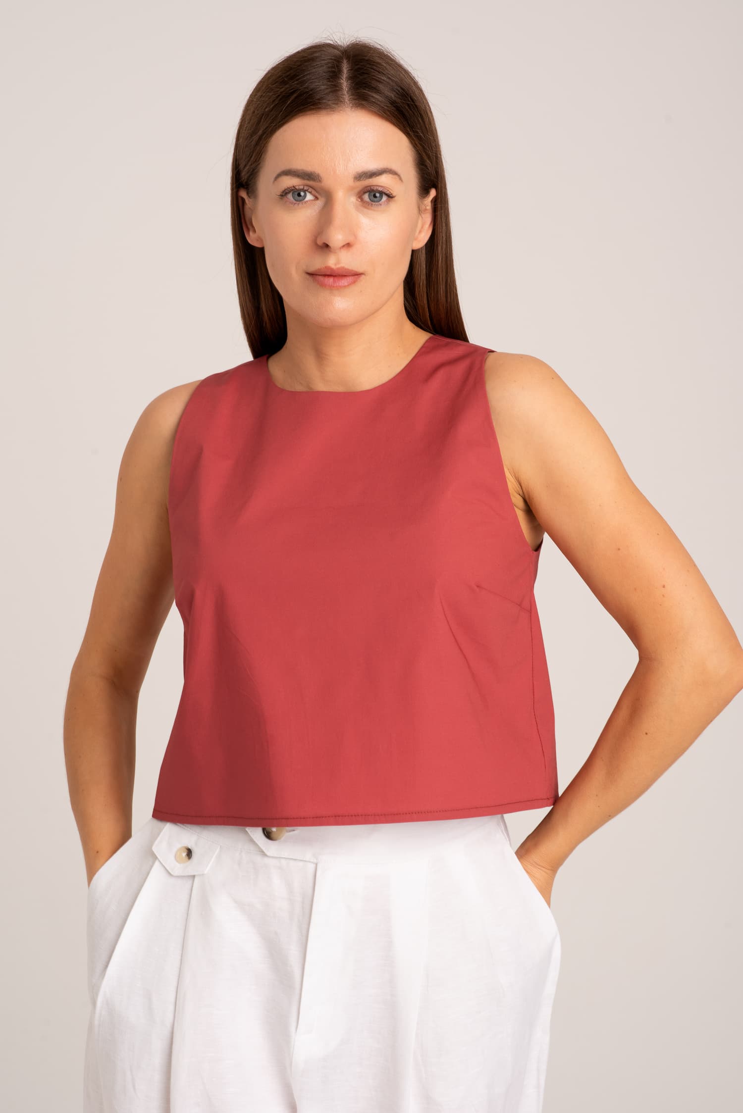 Ceglasty top bez rękawów VERONA