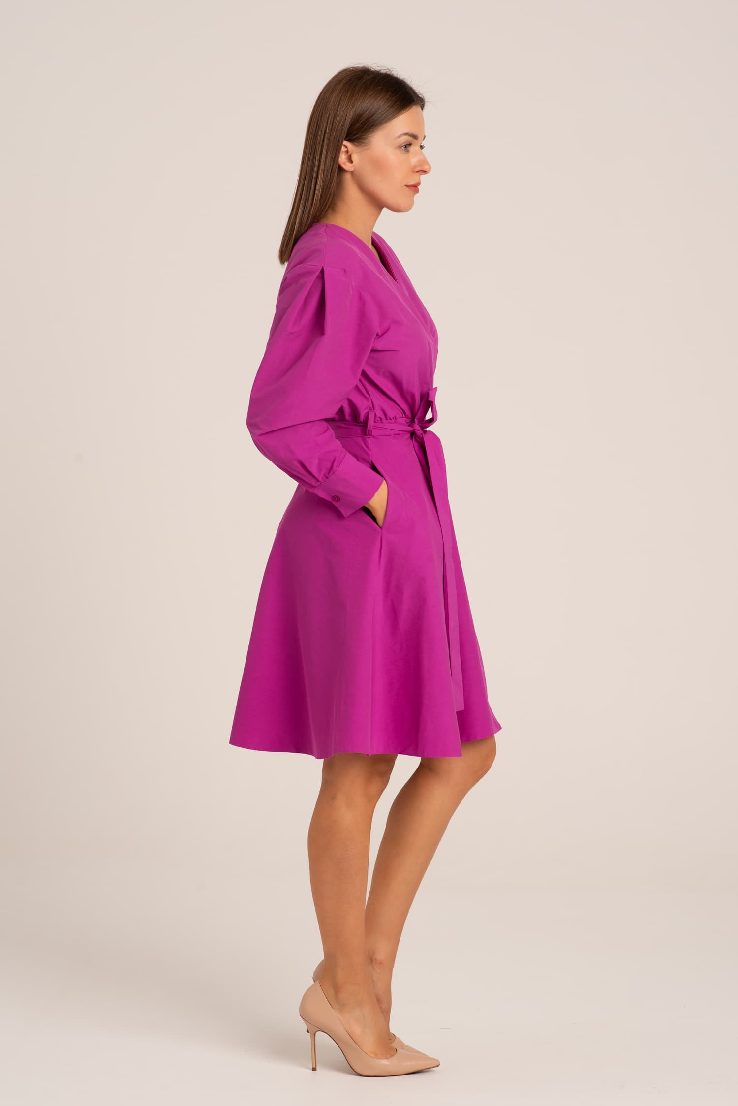 Różowa sukienka kopertowa Maria - zdjęcie 3