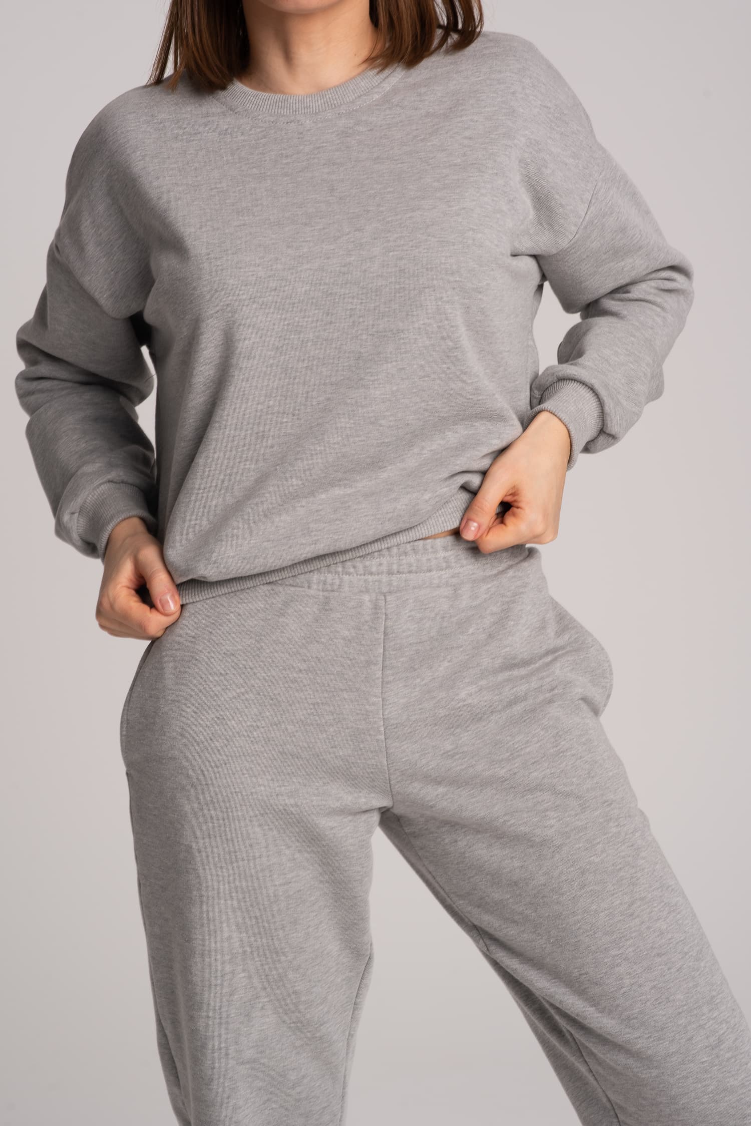 Dresy damskie: bluza + spodnie – szary melanżowy - zdjęcie 4