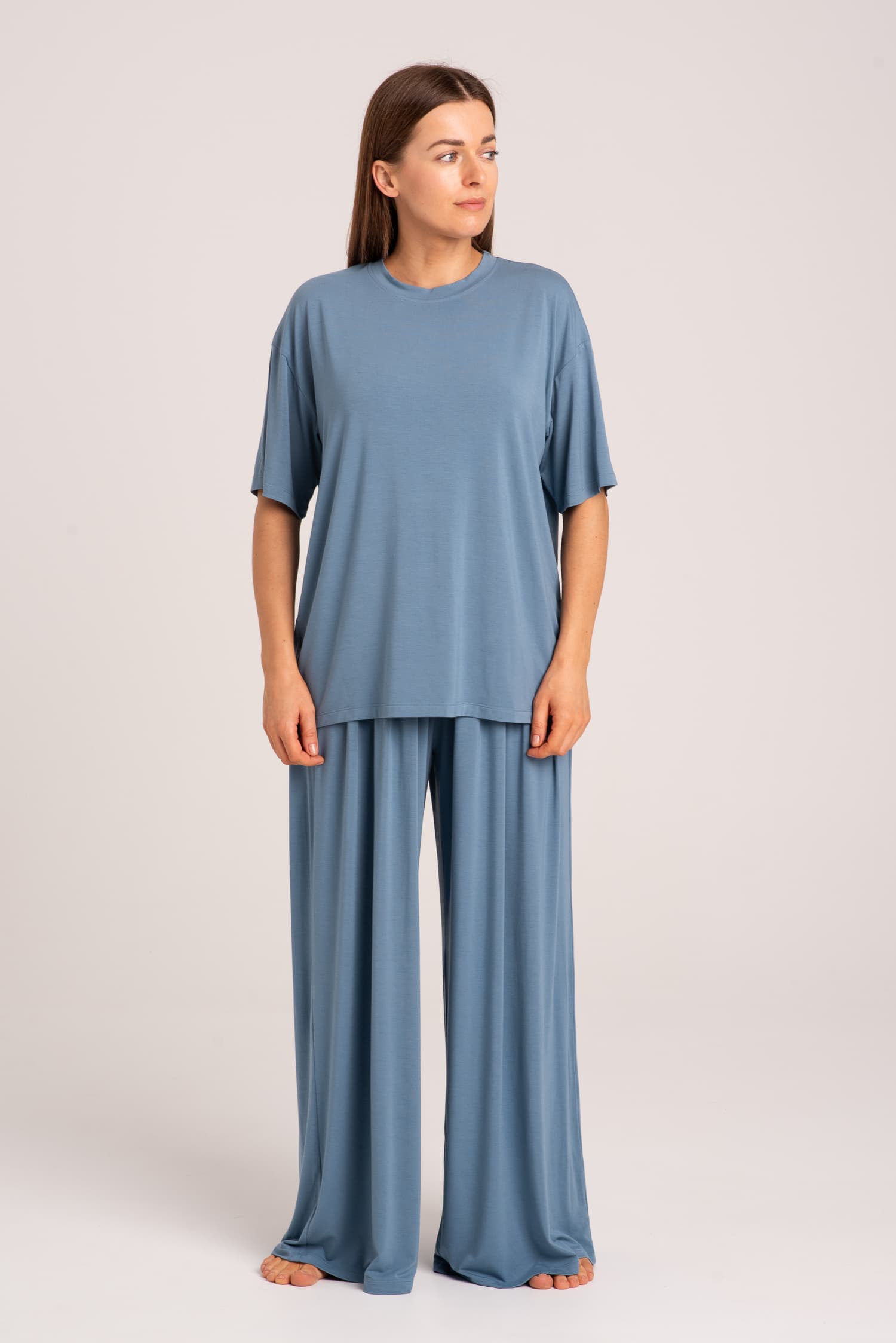 Błękitny bambusowy t-shirt Nina