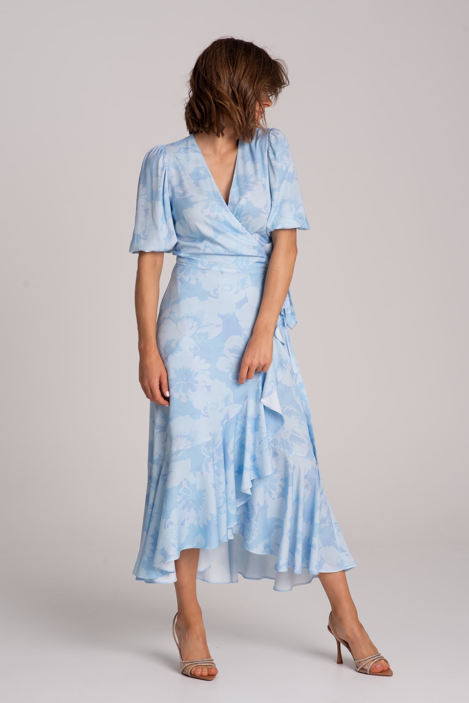 Błękitna sukienka kopertowa Kamili