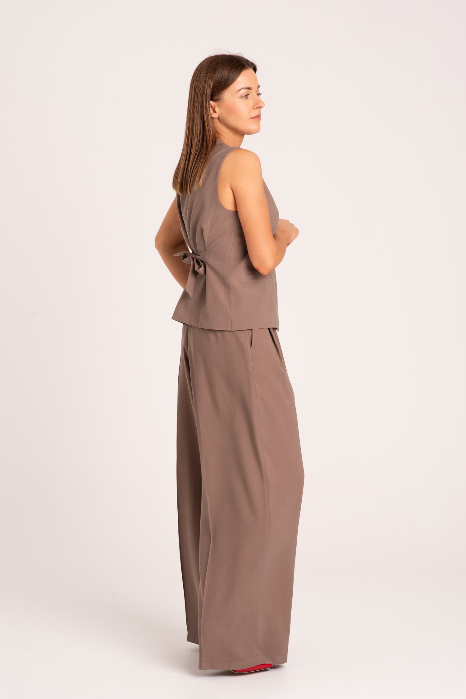 Brązowa kamizelka garniturowa Pearl - zdjęcie 3