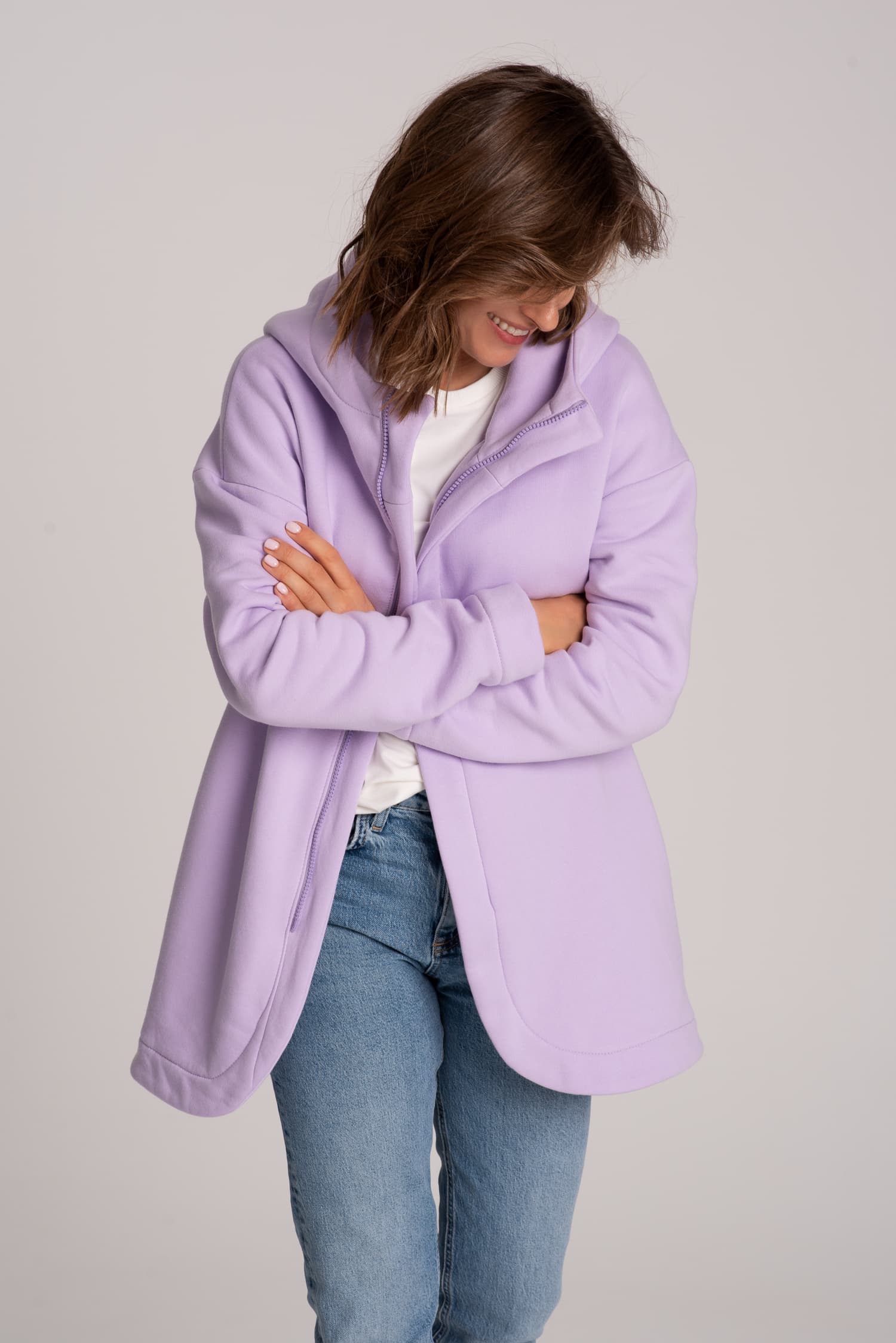 Fioletowa zasuwana bluza damska NA OKRĄGŁO - zdjęcie 5