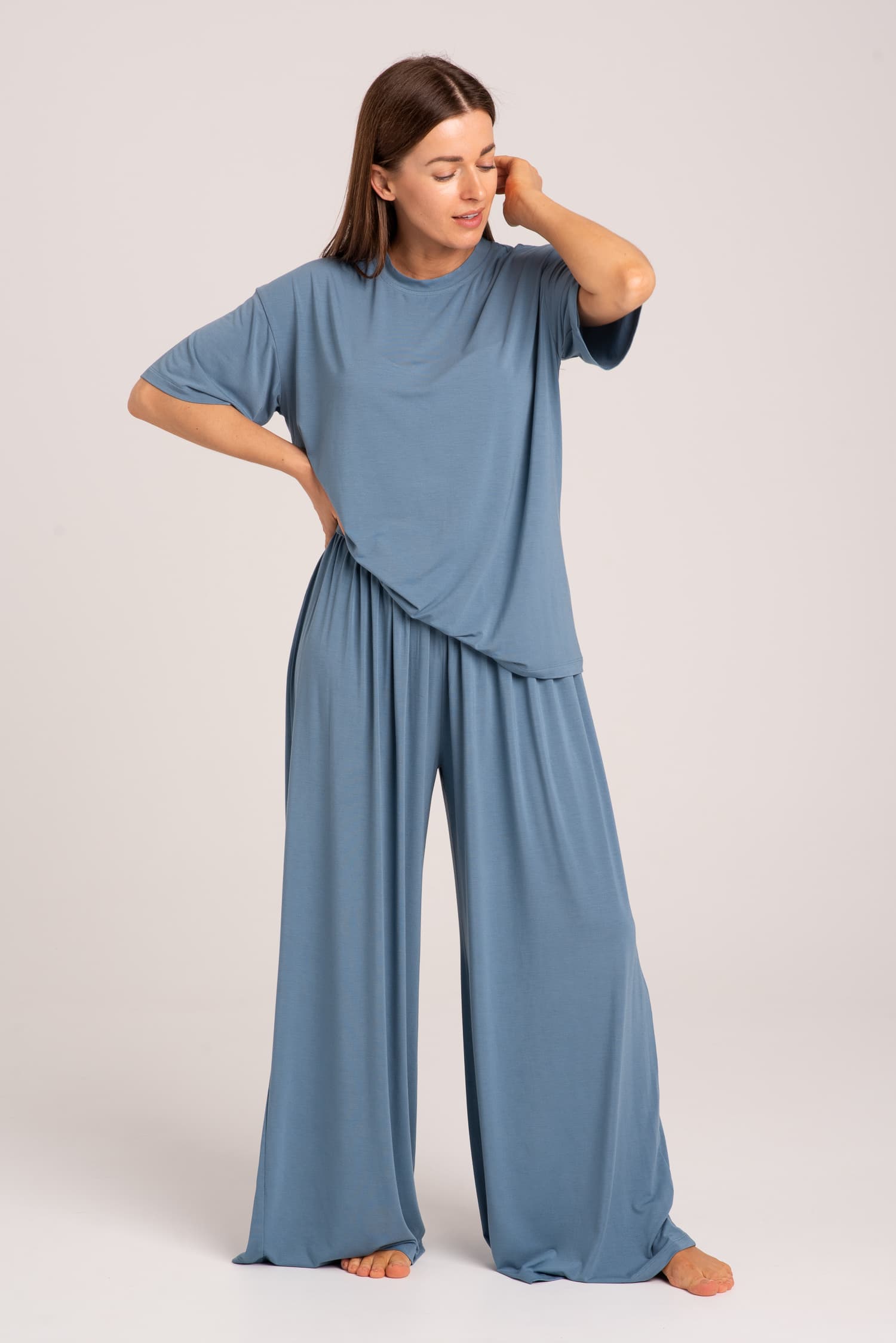 Błękitny bambusowy t-shirt Nina - zdjęcie 3