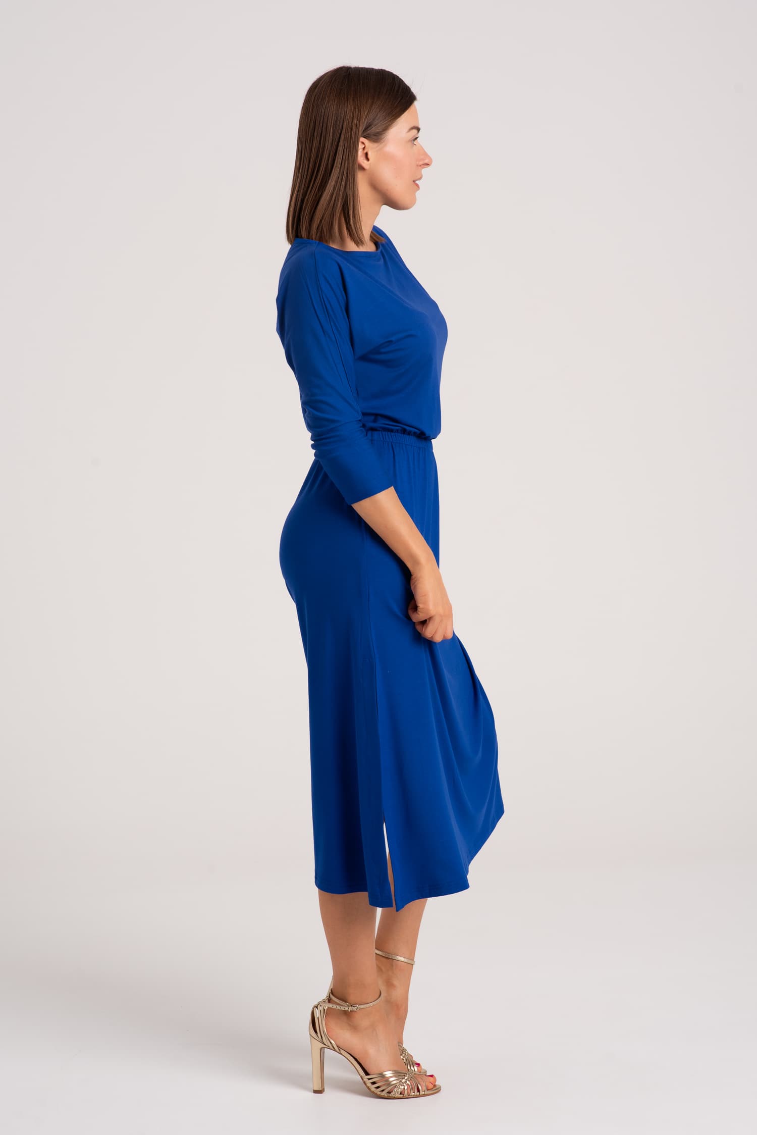 Kobaltowa sukienka z modalu Hot As Hell - zdjęcie 3