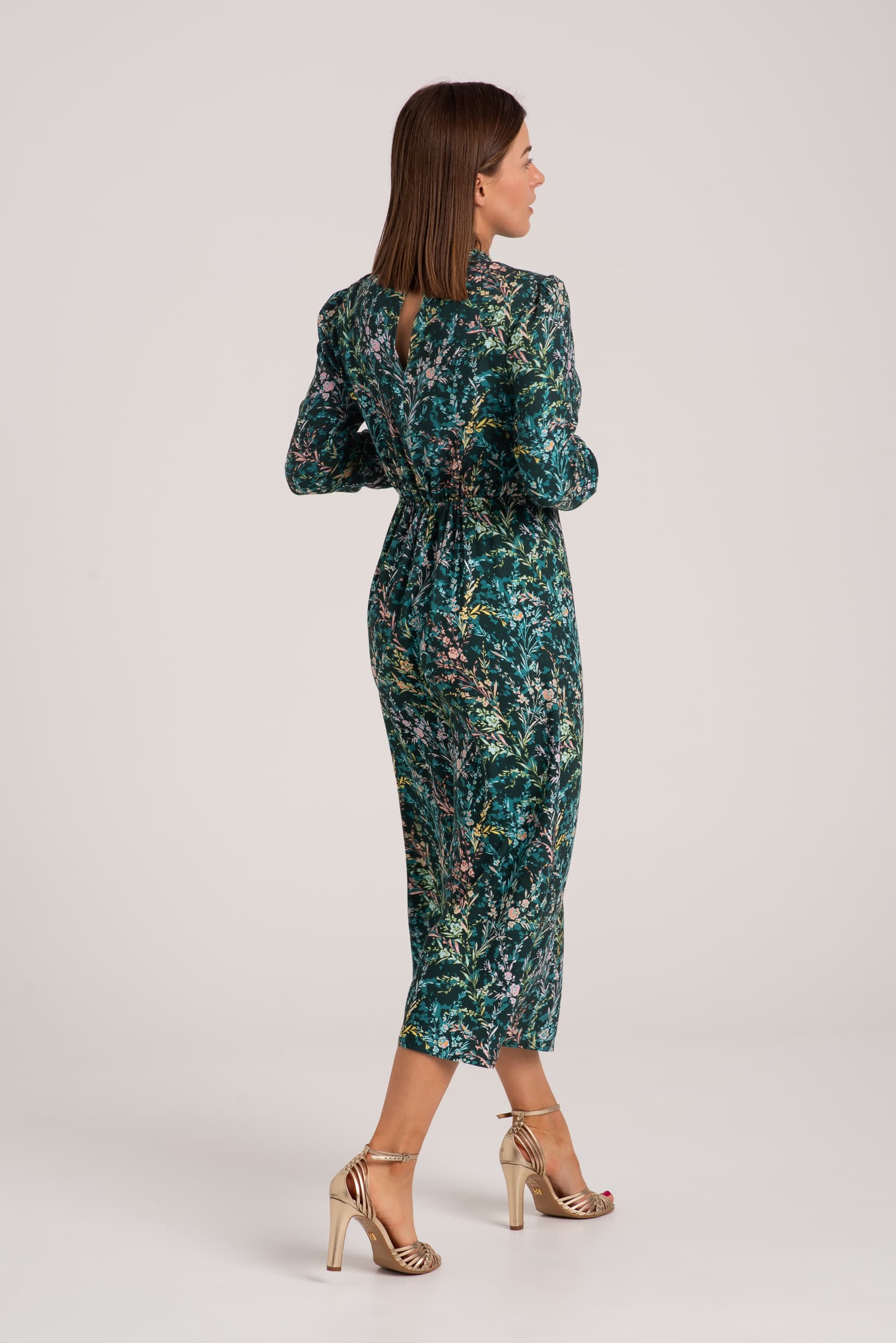 Zielona sukienka z wiskozy w kwiaty Hazel - zdjęcie 4