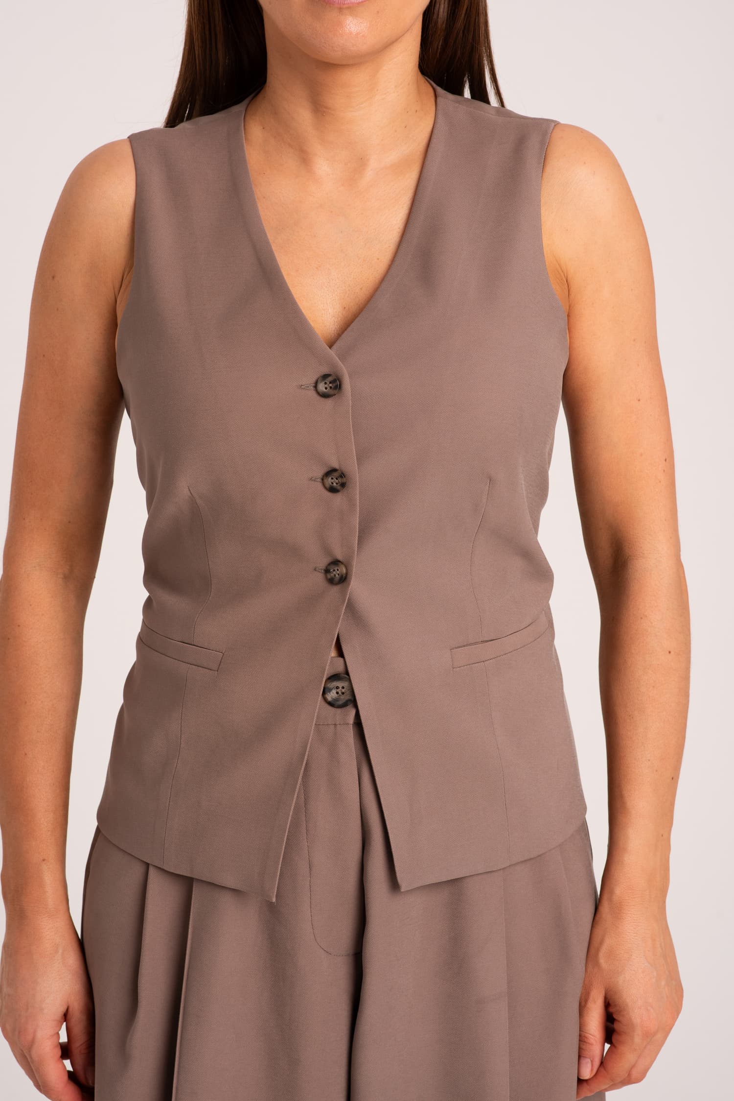 Brązowa kamizelka garniturowa Pearl - zdjęcie 6