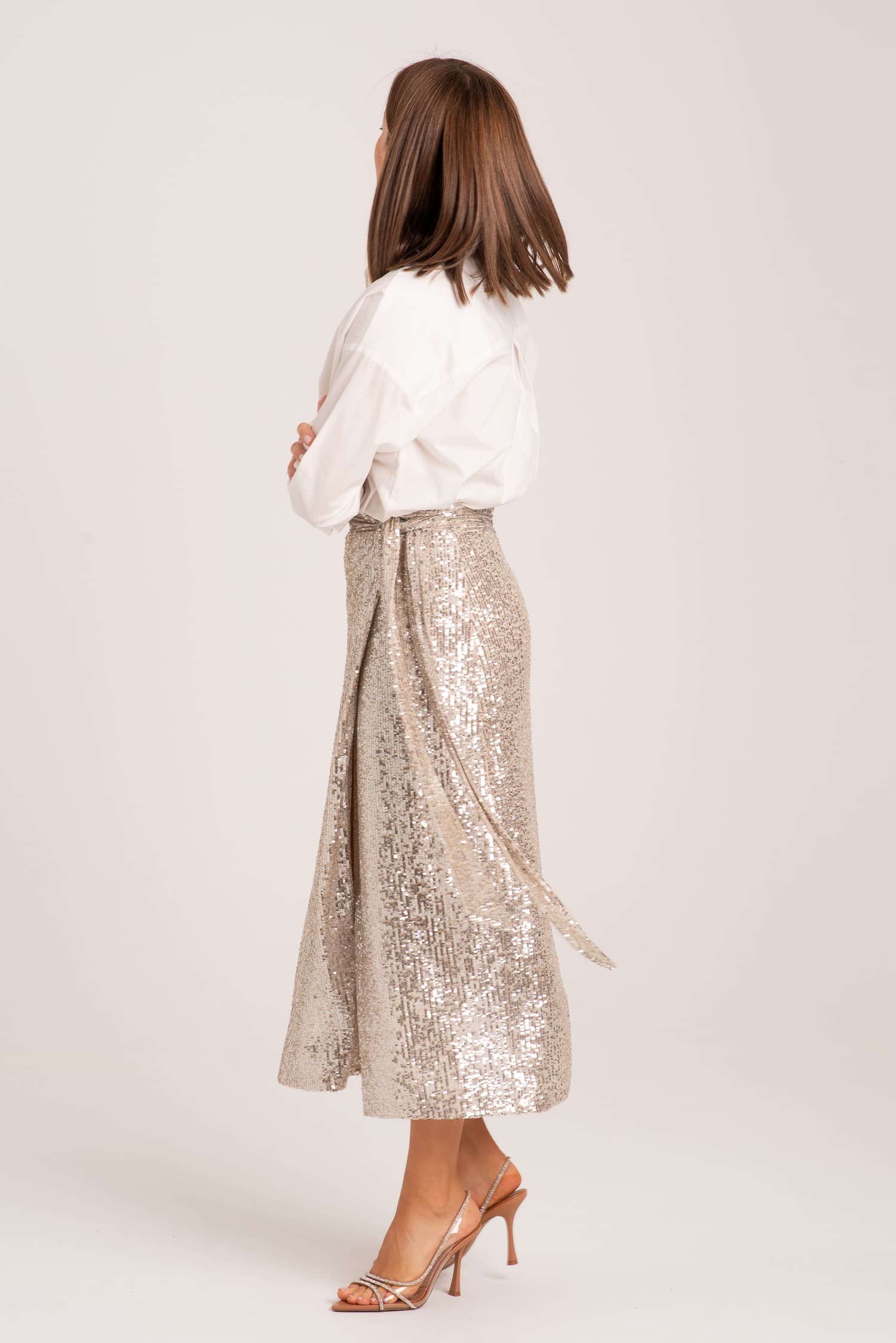 Długa kopertowa spódnica cekinowa Muriel - widok 2