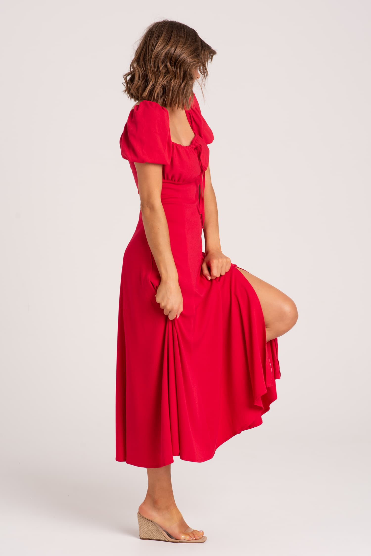 Czerwona sukienka letnia Paris - zdjęcie 2