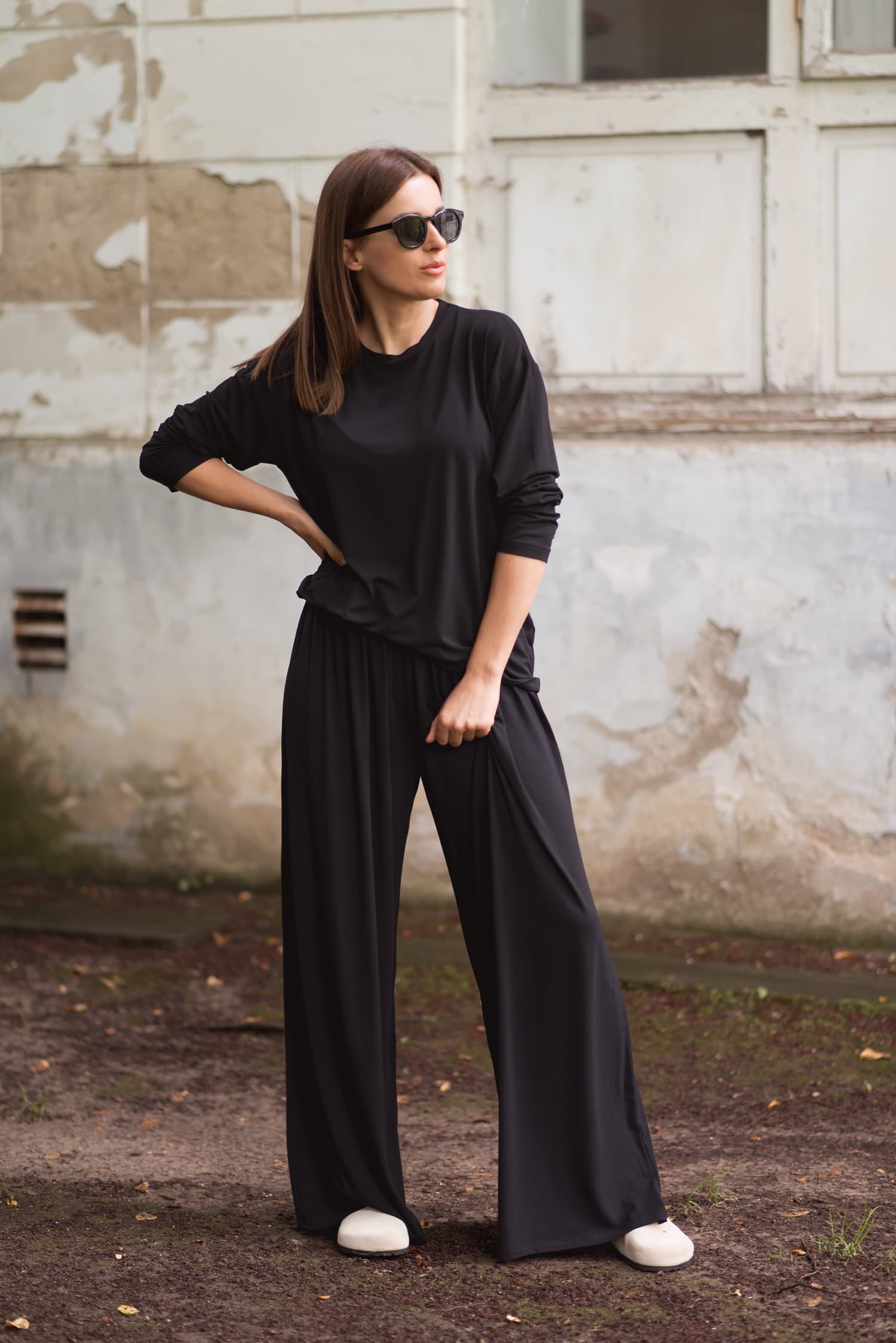 Czarny longsleeve  bambusowy Nina