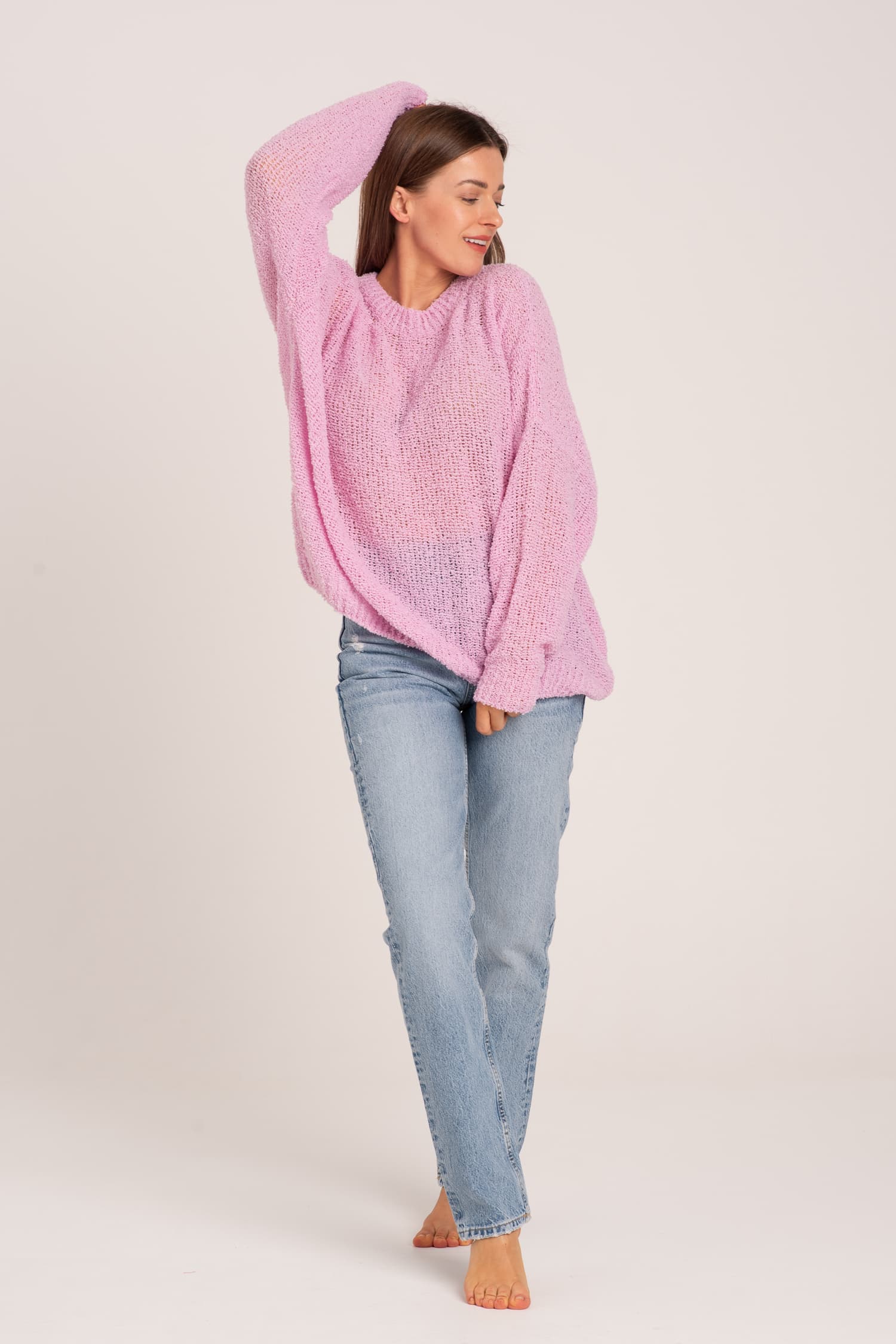 Różowy sweter oversize Suzie - zdjęcie 7