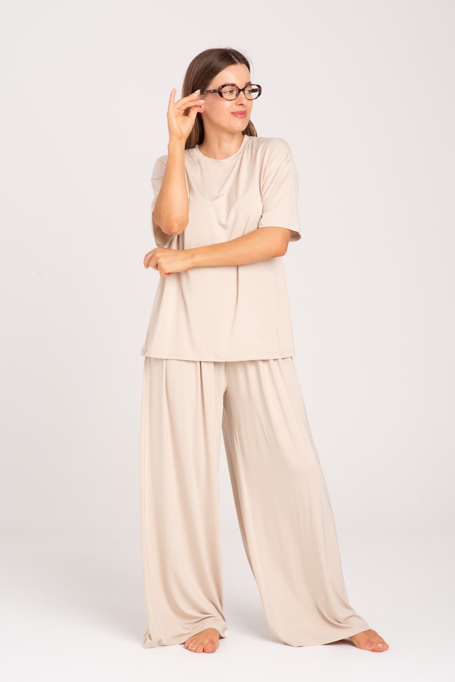 Kremowy bambusowy t-shirt Nina - zdjęcie 4