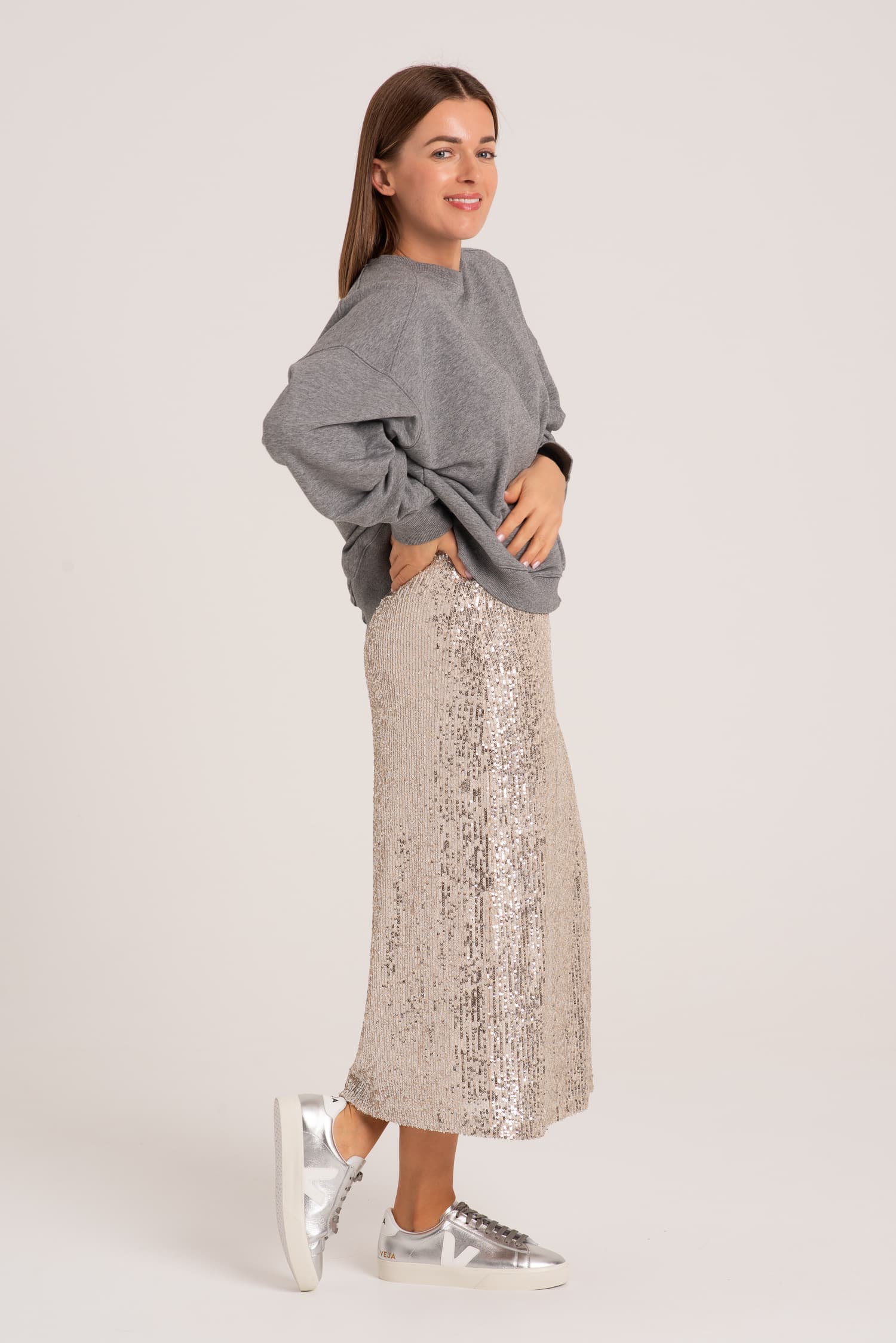 Długa kopertowa spódnica cekinowa Muriel - zdjęcie 7