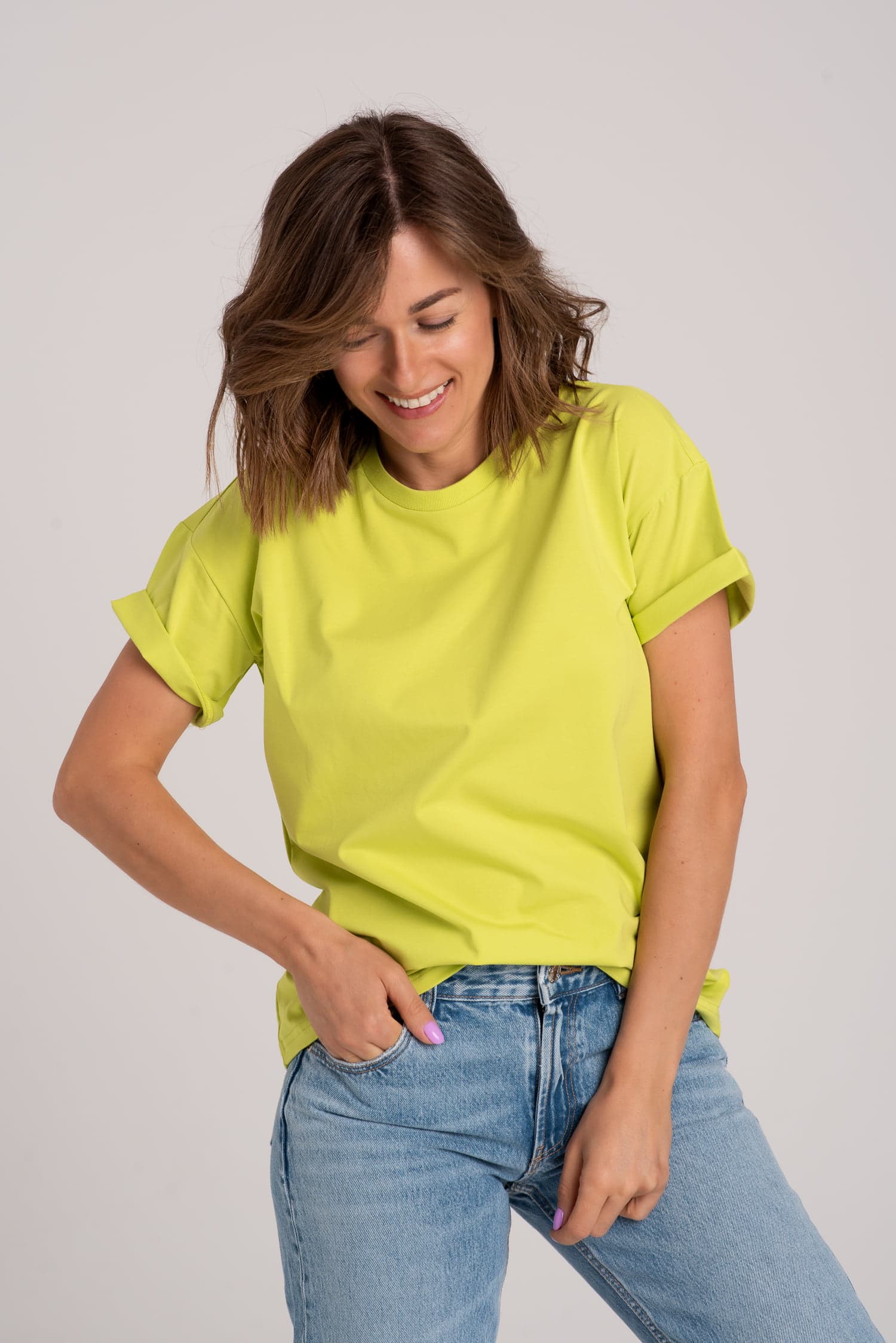 T-shirt klasyczny BASIC – limonka - zdjęcie 3