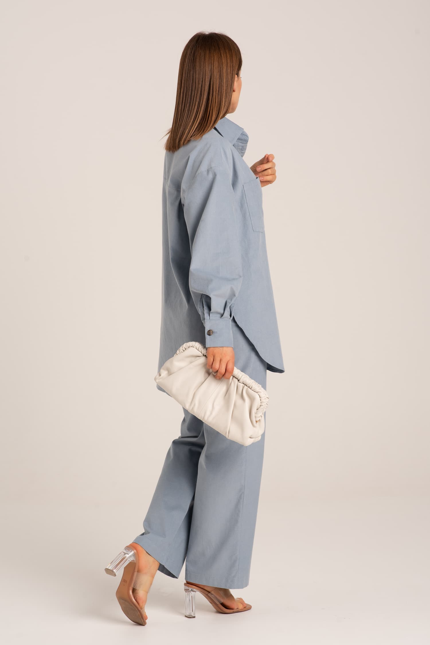 Błękitna koszula sztruksowa Therese - zdjęcie 4