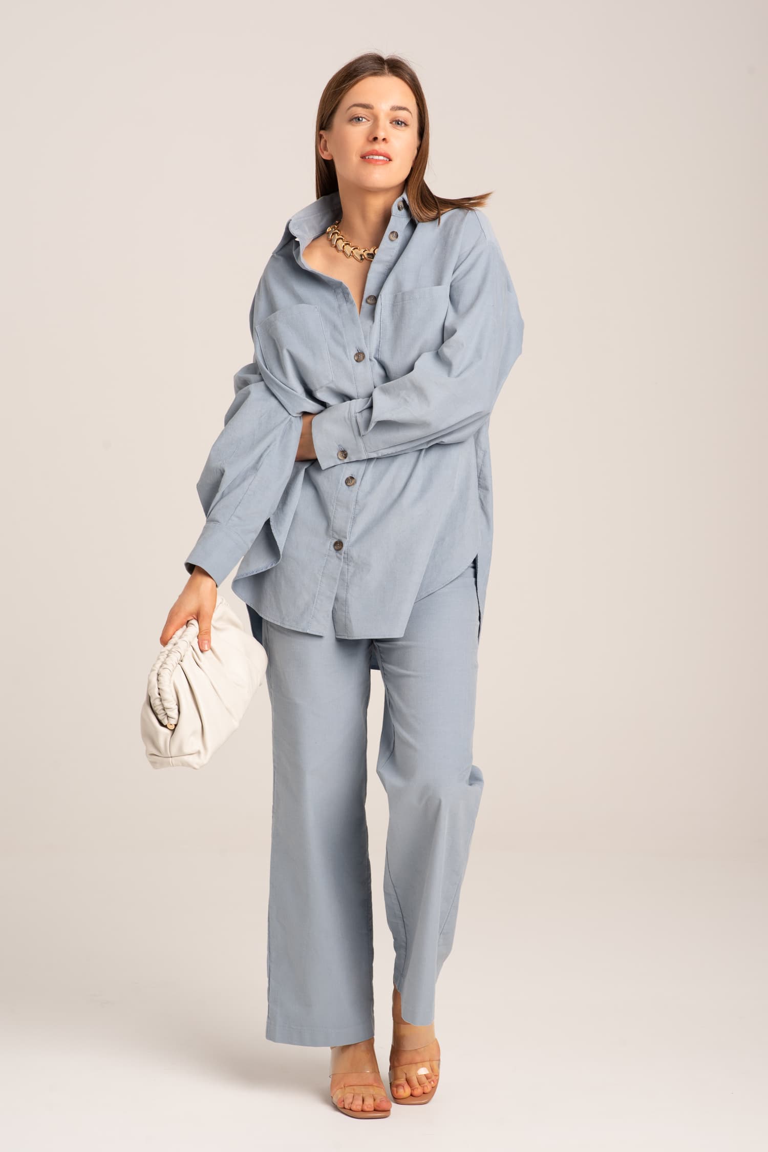 Błękitna koszula sztruksowa Therese - zdjęcie 8