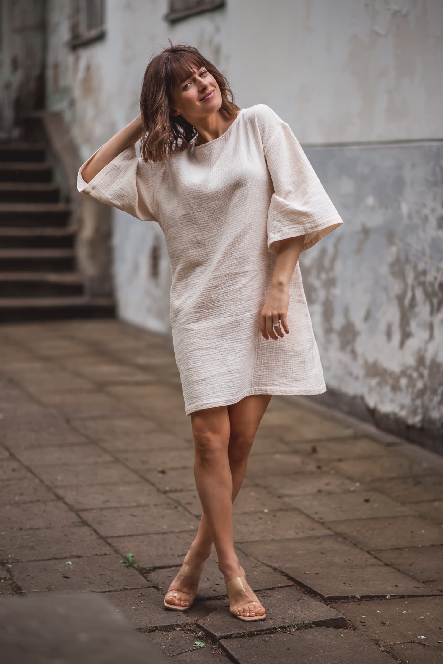 Sukienka muślinowa MAGIC śmietankowa - zdjęcie 5