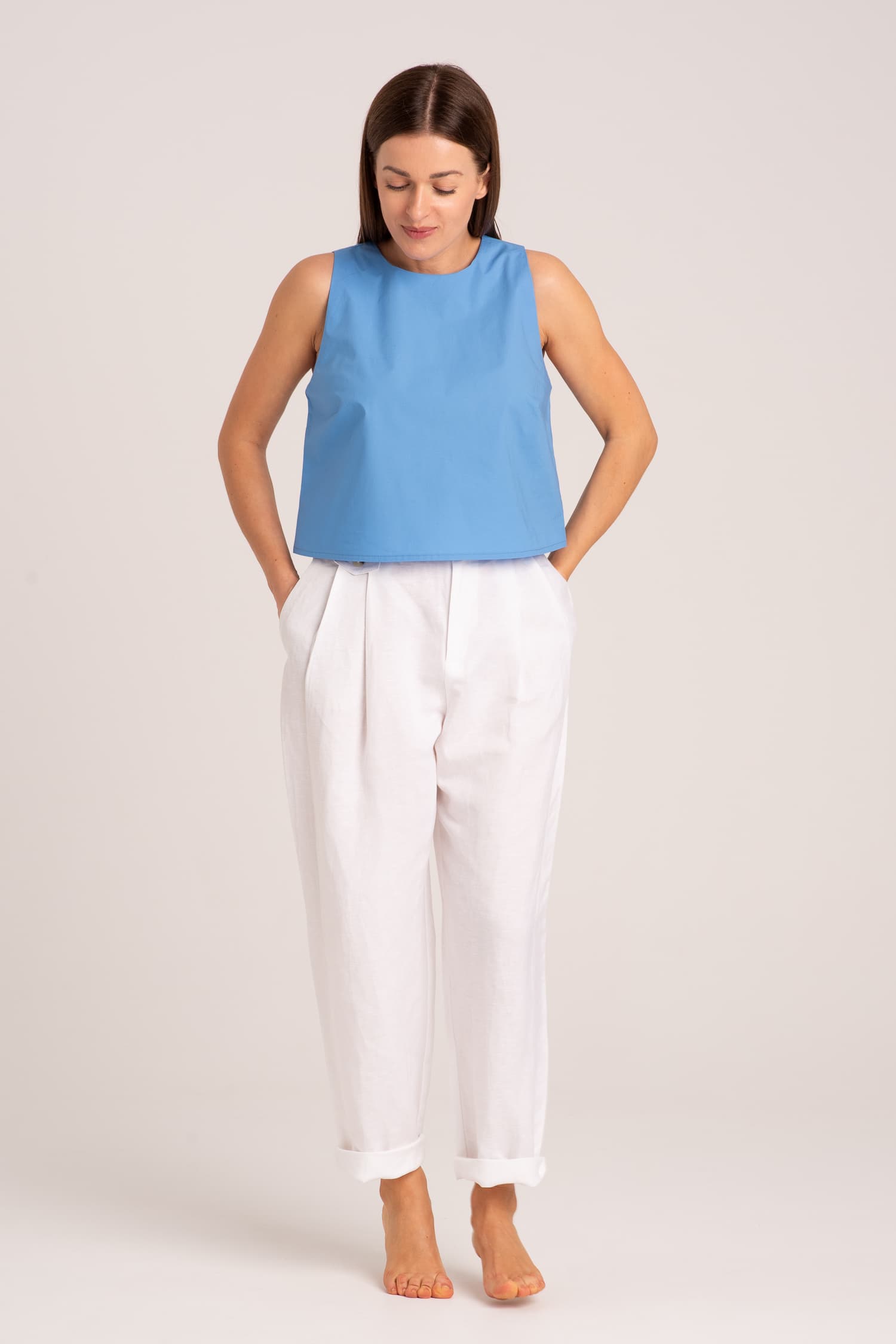 Niebieski top bez rękawów VERONA