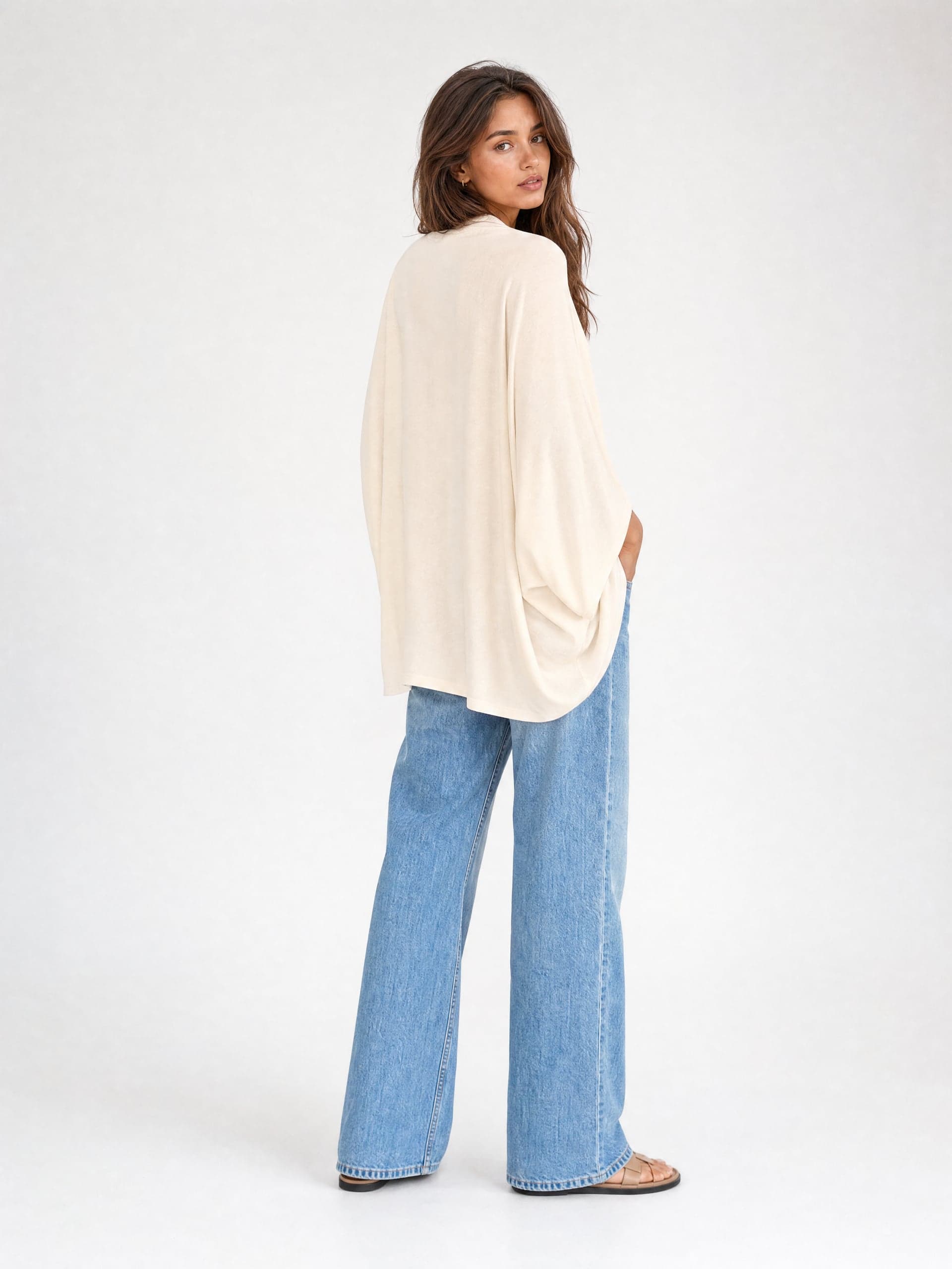 Kimono de bambú color crema Grażynka — foto 4