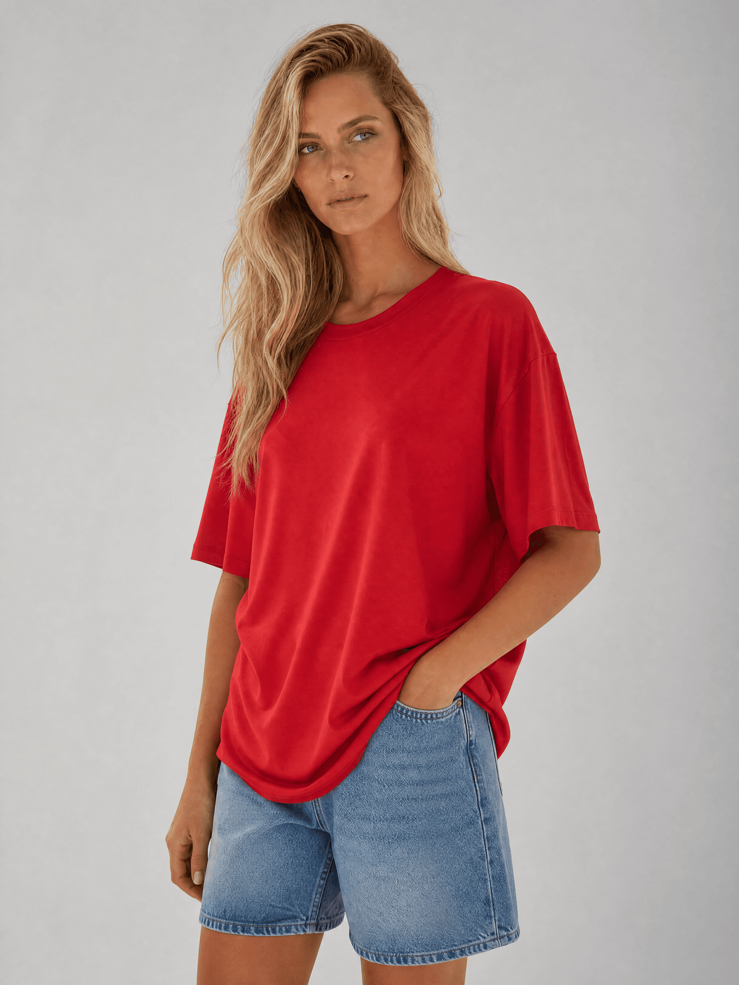 Czerwony bambusowy t-shirt Nina — zdjęcie 4