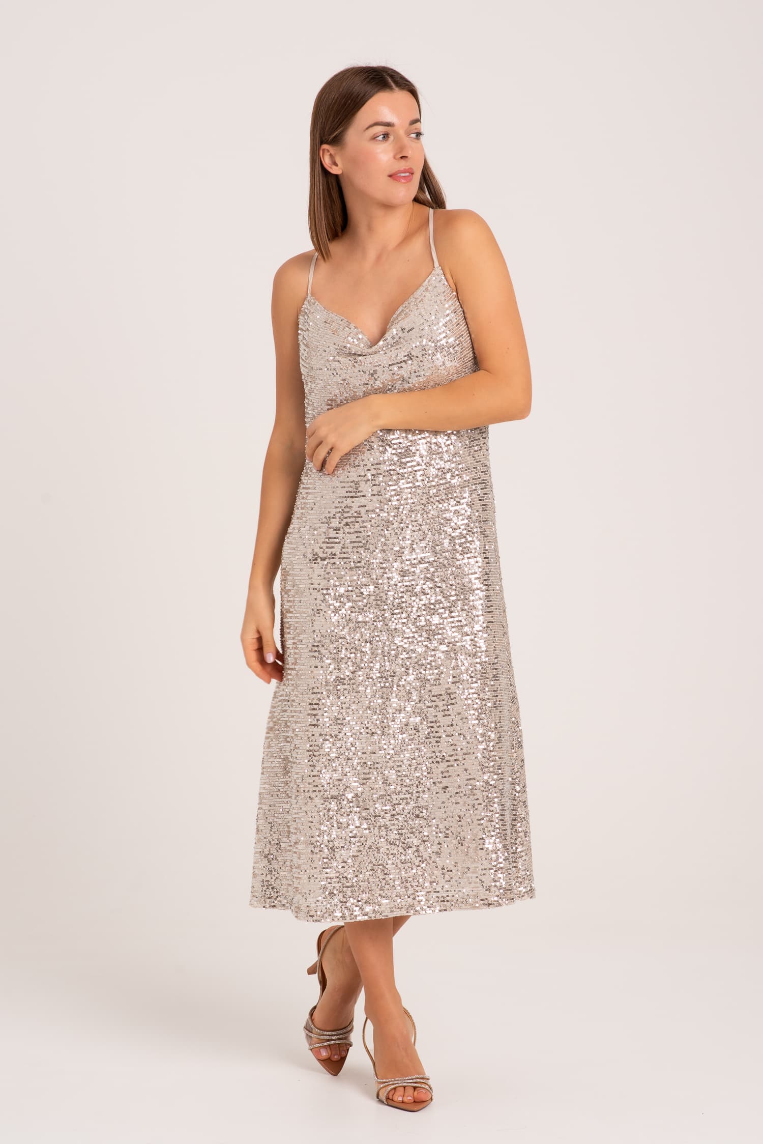 Sukienka cekinowa na ramiączkach Melodie - zdjęcie 2