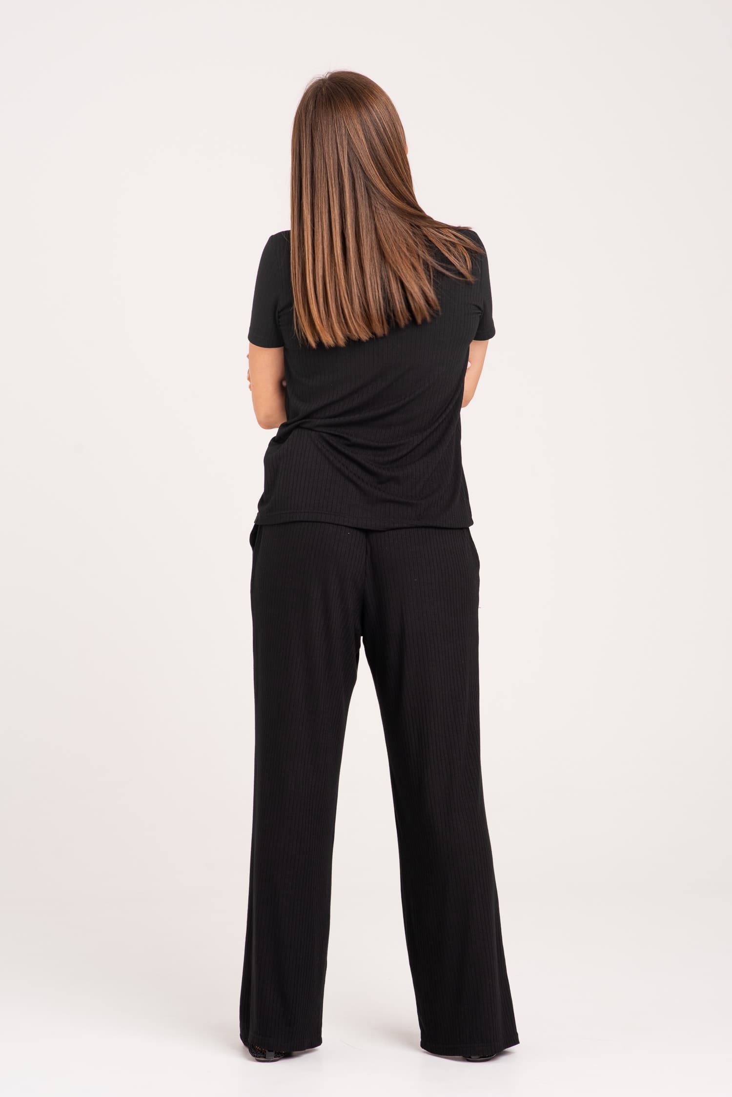 Black Relaxed-Fit Ribbed Knit Trousers Nita — photo 4
