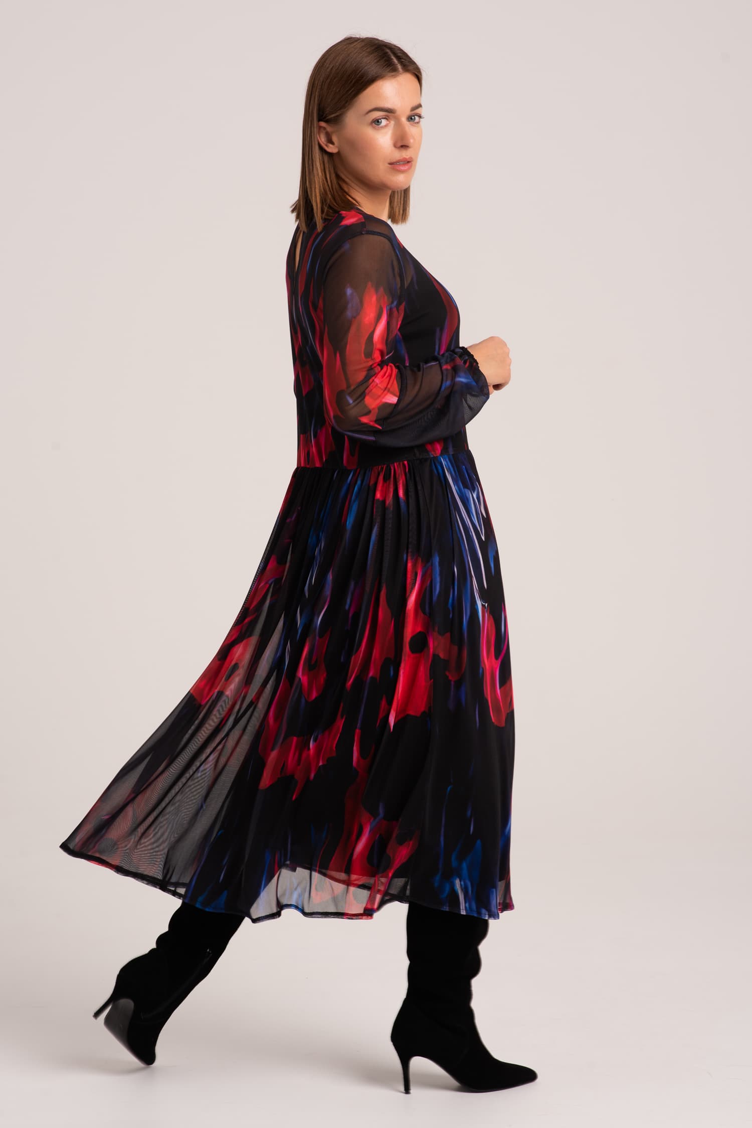 Długa sukienka z meshowej dzianiny Vero — zdjęcie 2