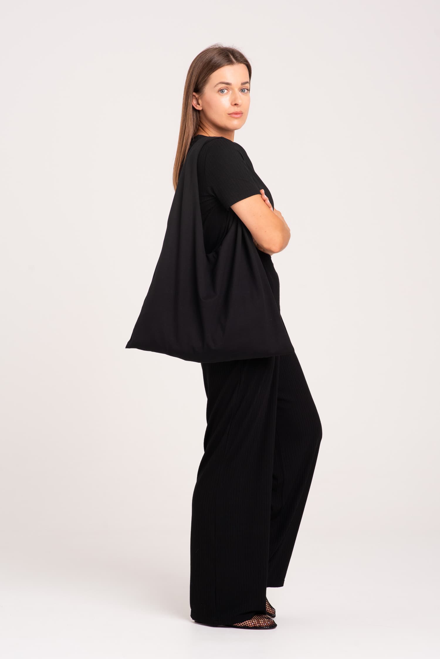 Black Relaxed-Fit Ribbed Knit Trousers Nita — photo 6