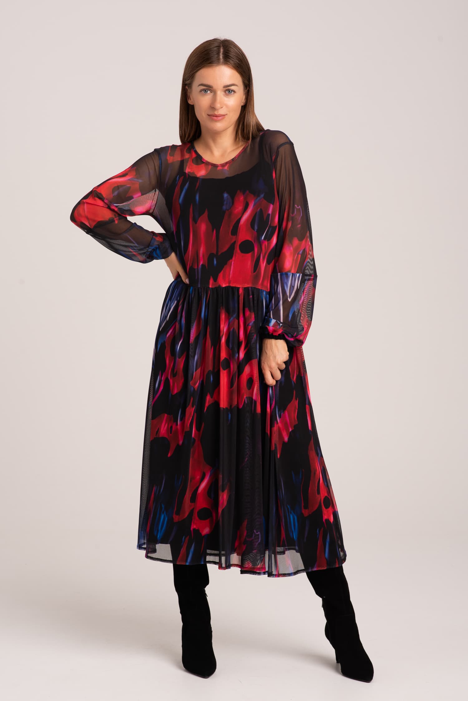 Długa sukienka z meshowej dzianiny Vero — zdjęcie 3